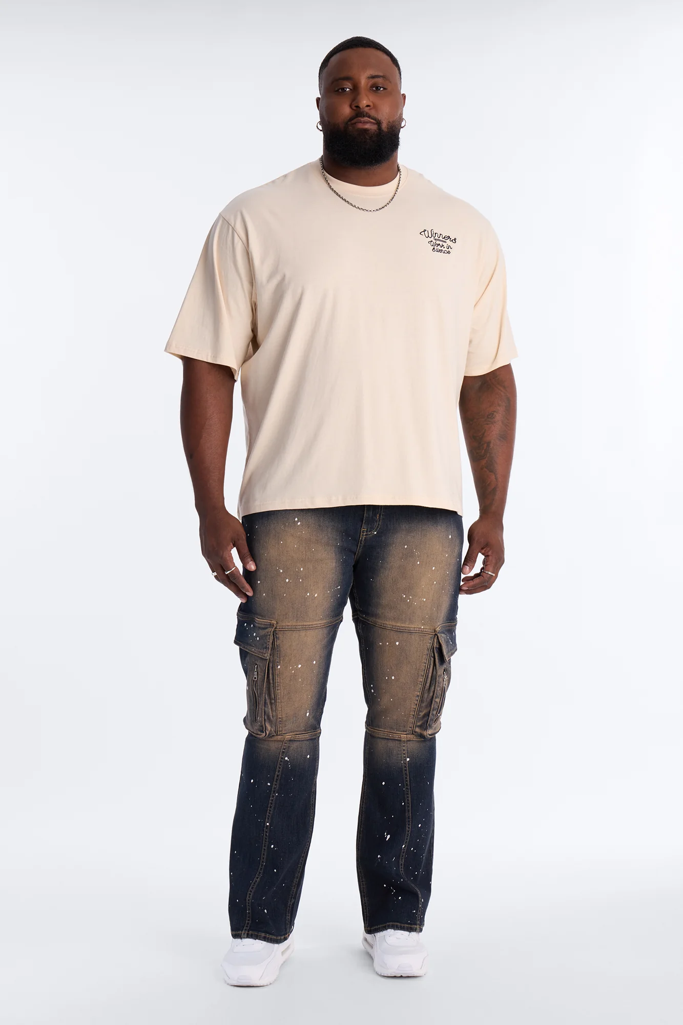 Pray And Paper Chase Embroidery Short Sleeve Tee - Khaki - Image 6