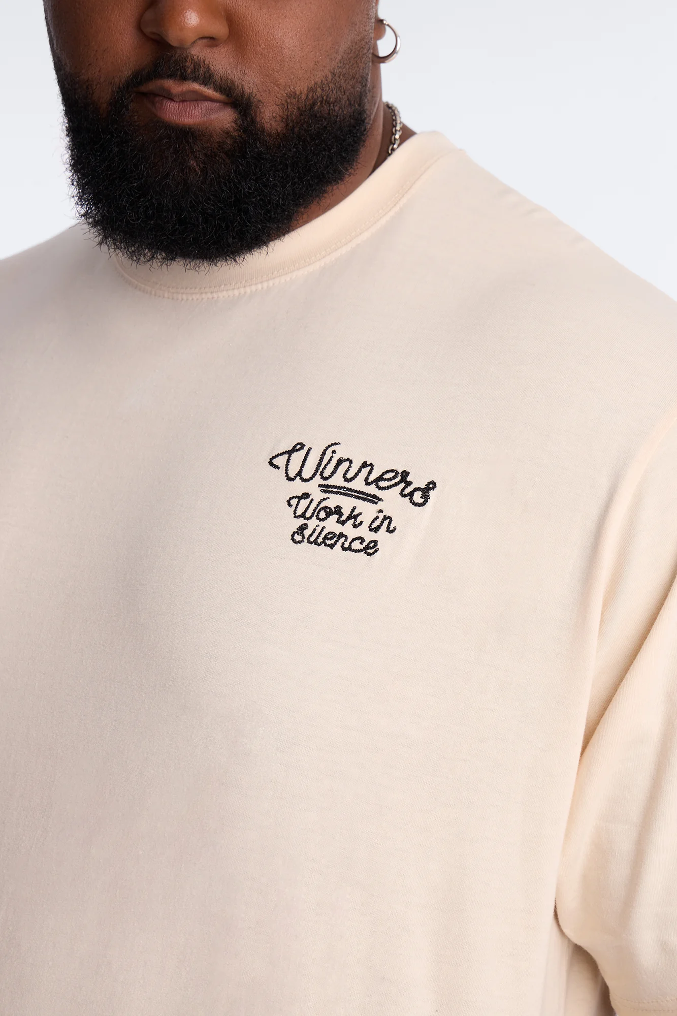 Pray And Paper Chase Embroidery Short Sleeve Tee - Khaki - Image 7