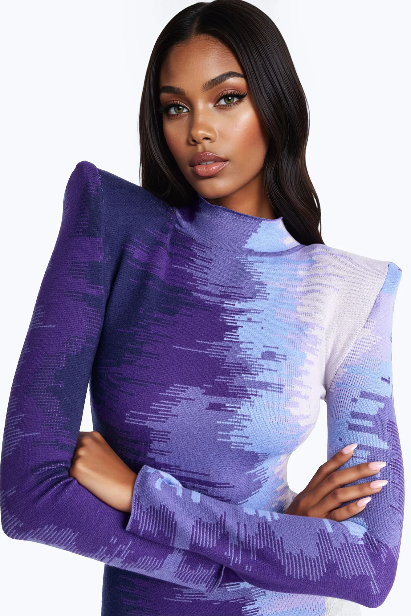 Presley Long Sleeve Sweater Mini Dress - Purple - Image 3