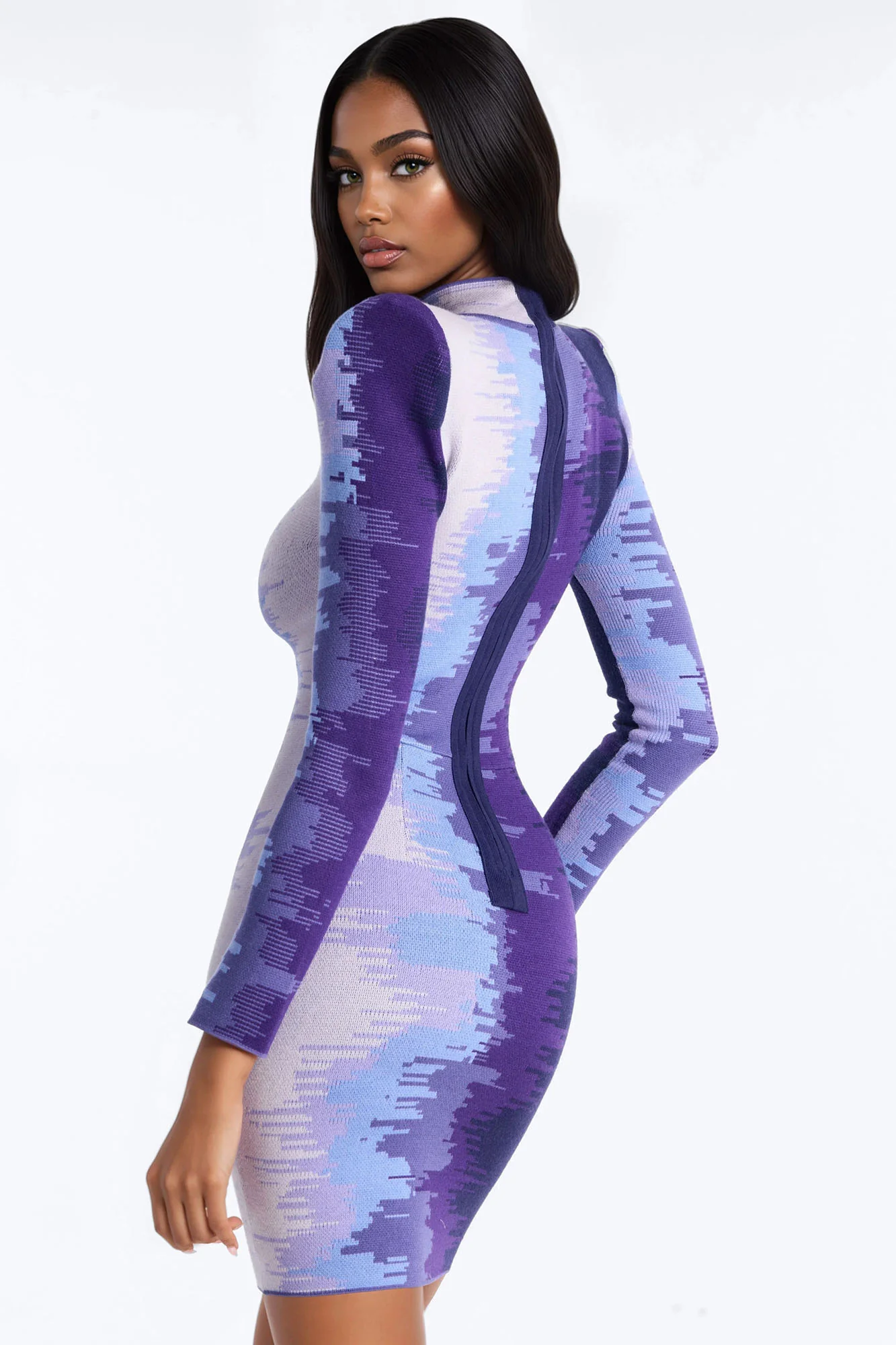 Presley Long Sleeve Sweater Mini Dress - Purple - Image 5