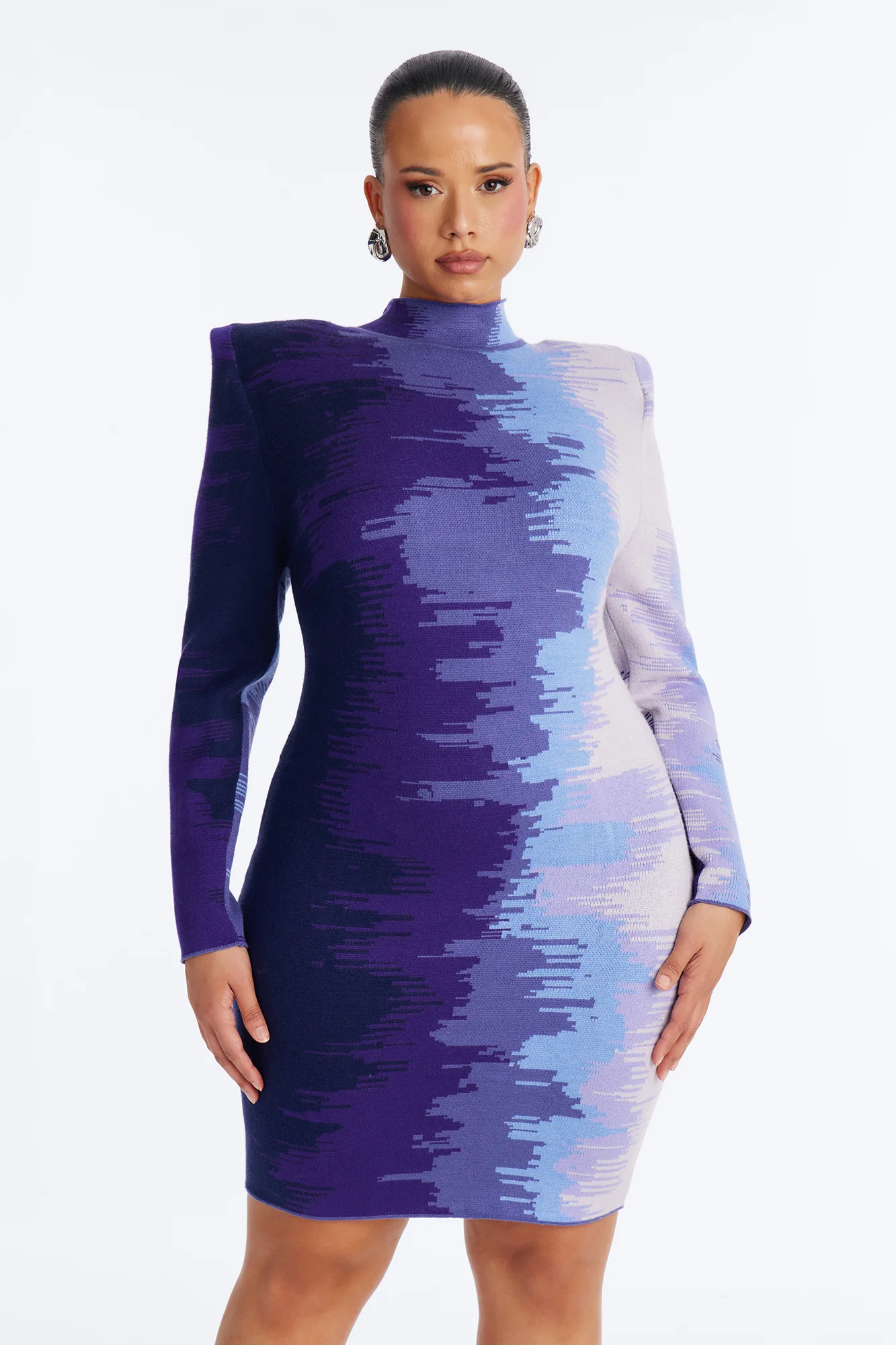 Presley Long Sleeve Sweater Mini Dress - Purple - Image 7