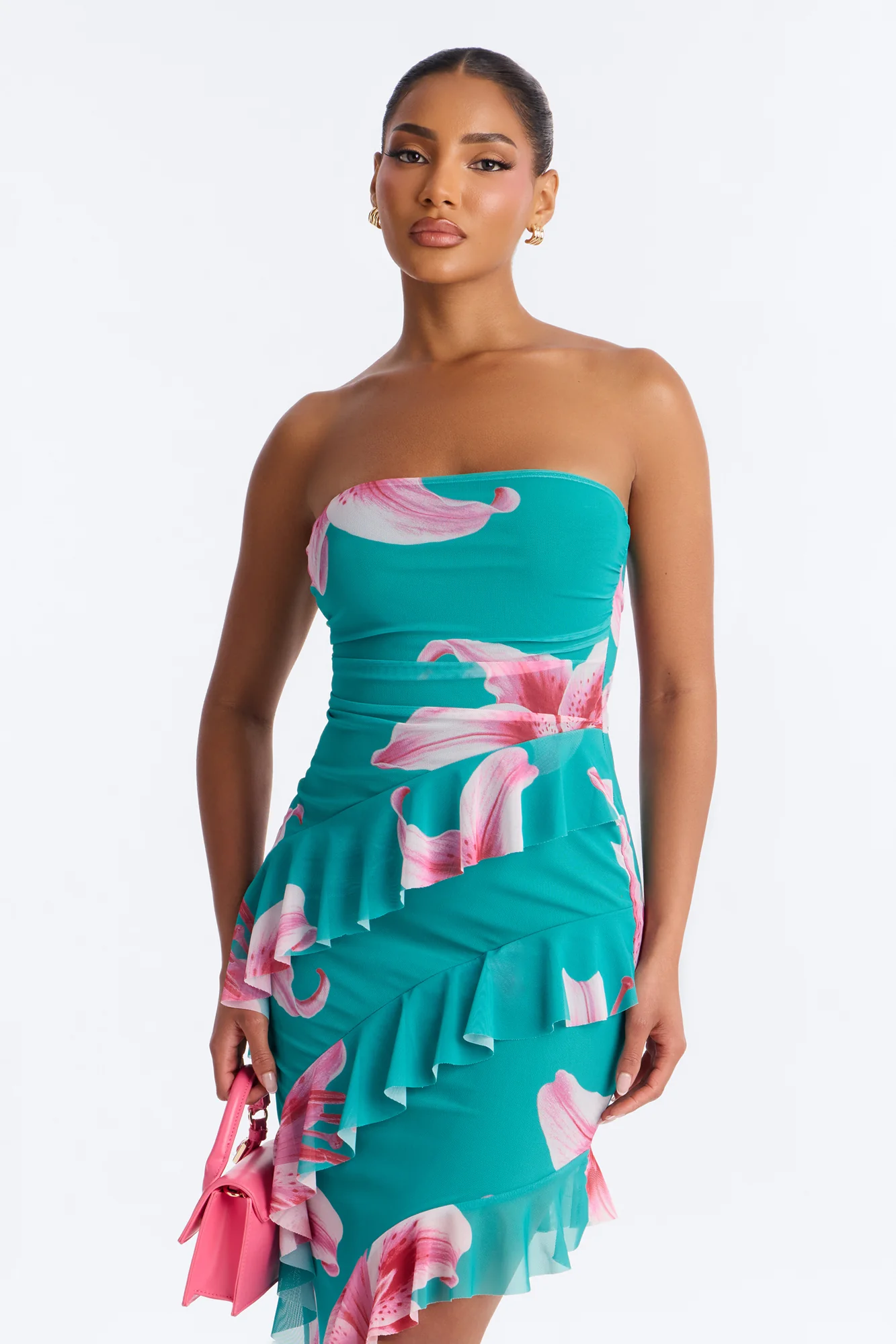 Presley Strapless Mesh Mini Dress - Teal/combo - Image 2