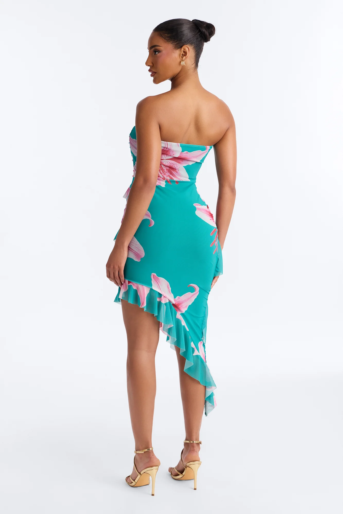Presley Strapless Mesh Mini Dress - Teal/combo - Image 3
