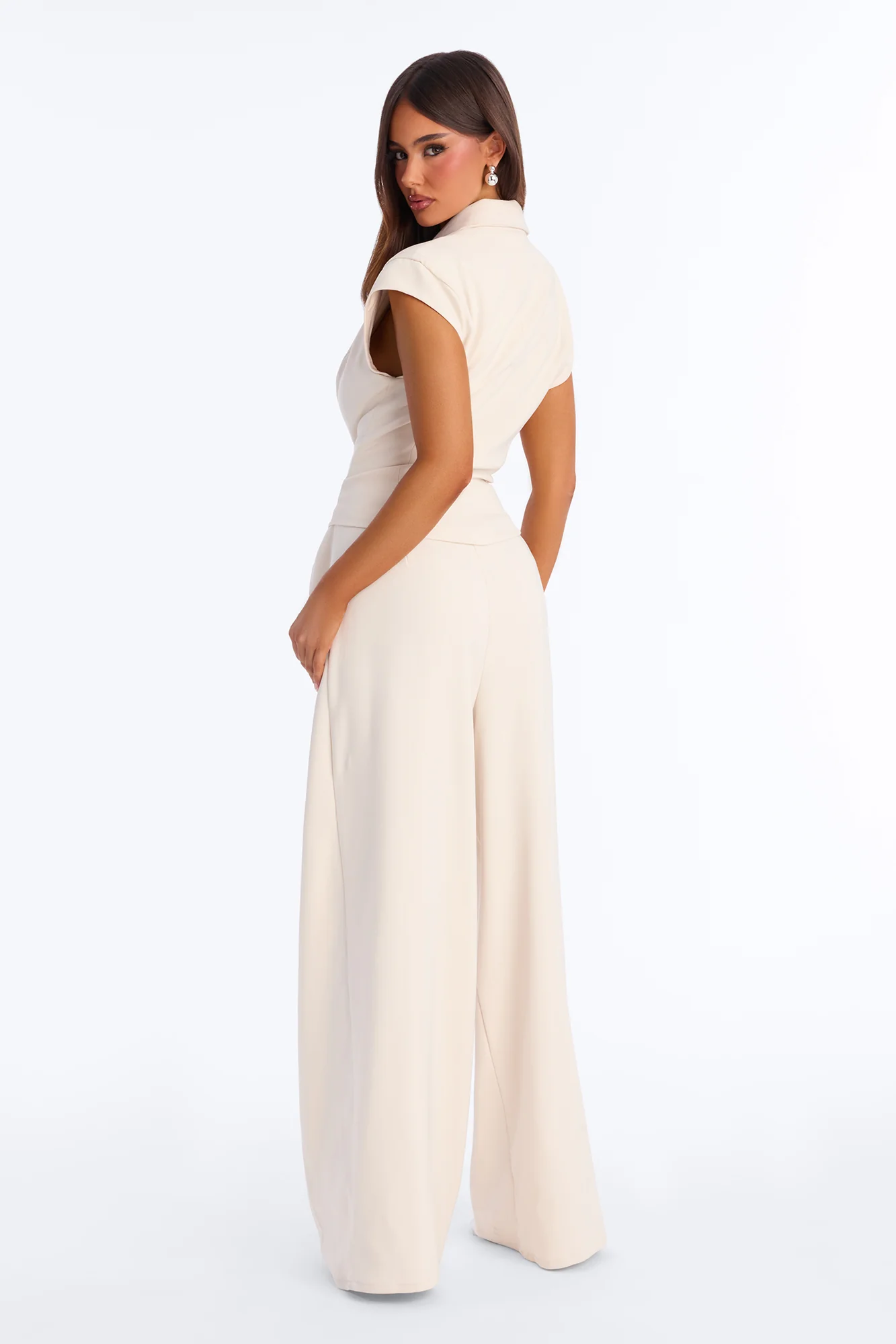 Prestige And Pleated Wide Leg Jumpsuit - Beige - Image 4