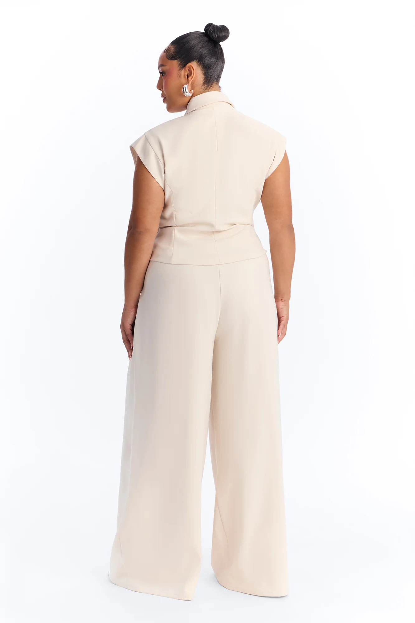 Prestige And Pleated Wide Leg Jumpsuit - Beige - Image 9