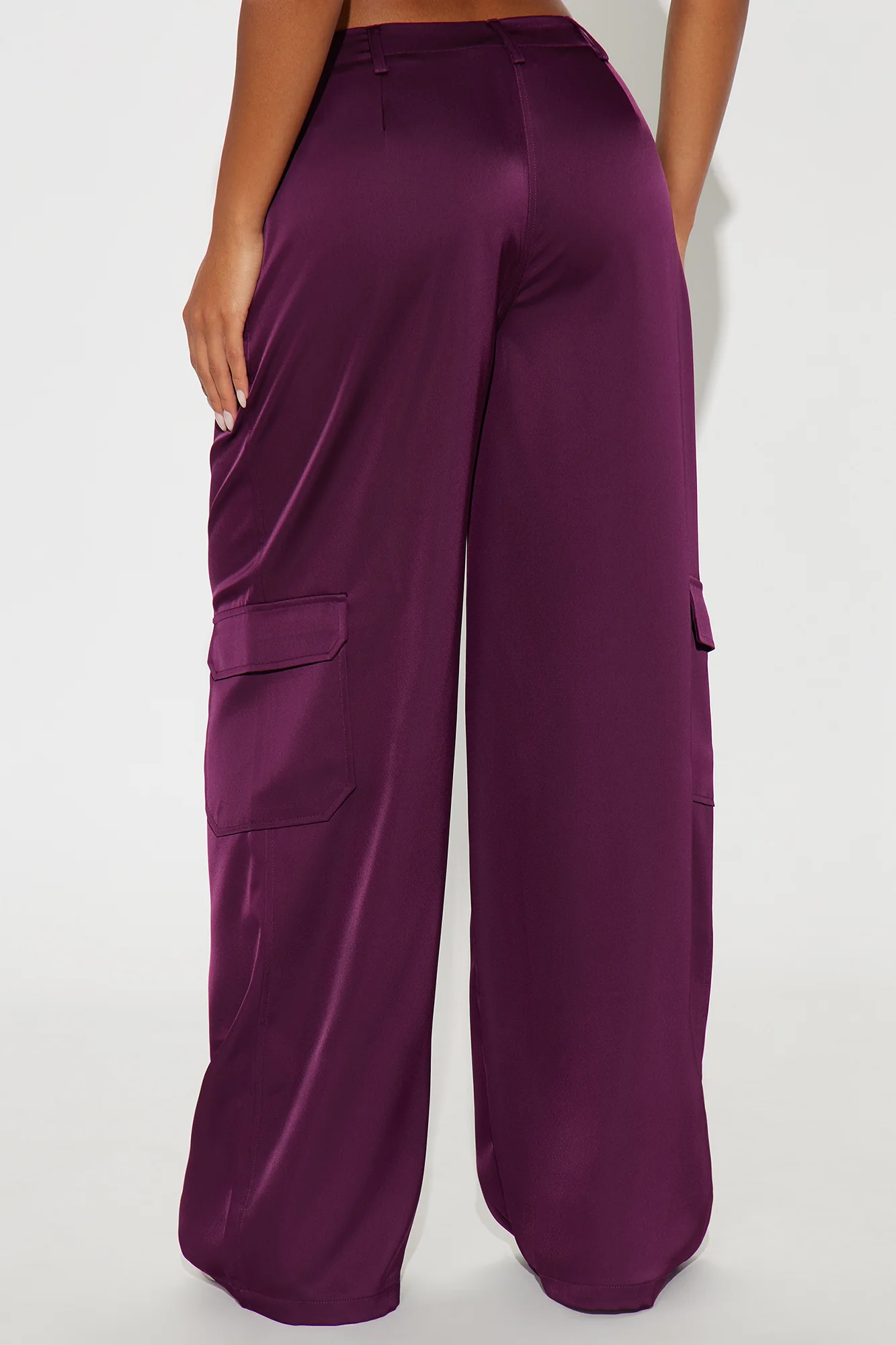 Pretty Girl Satin Cargo Pant - Plum - Image 3