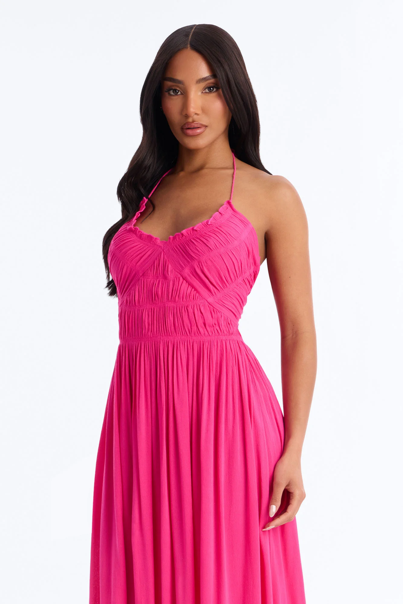 Pretty In Paradise Backless Maxi Dress - Hot Pink - Image 2