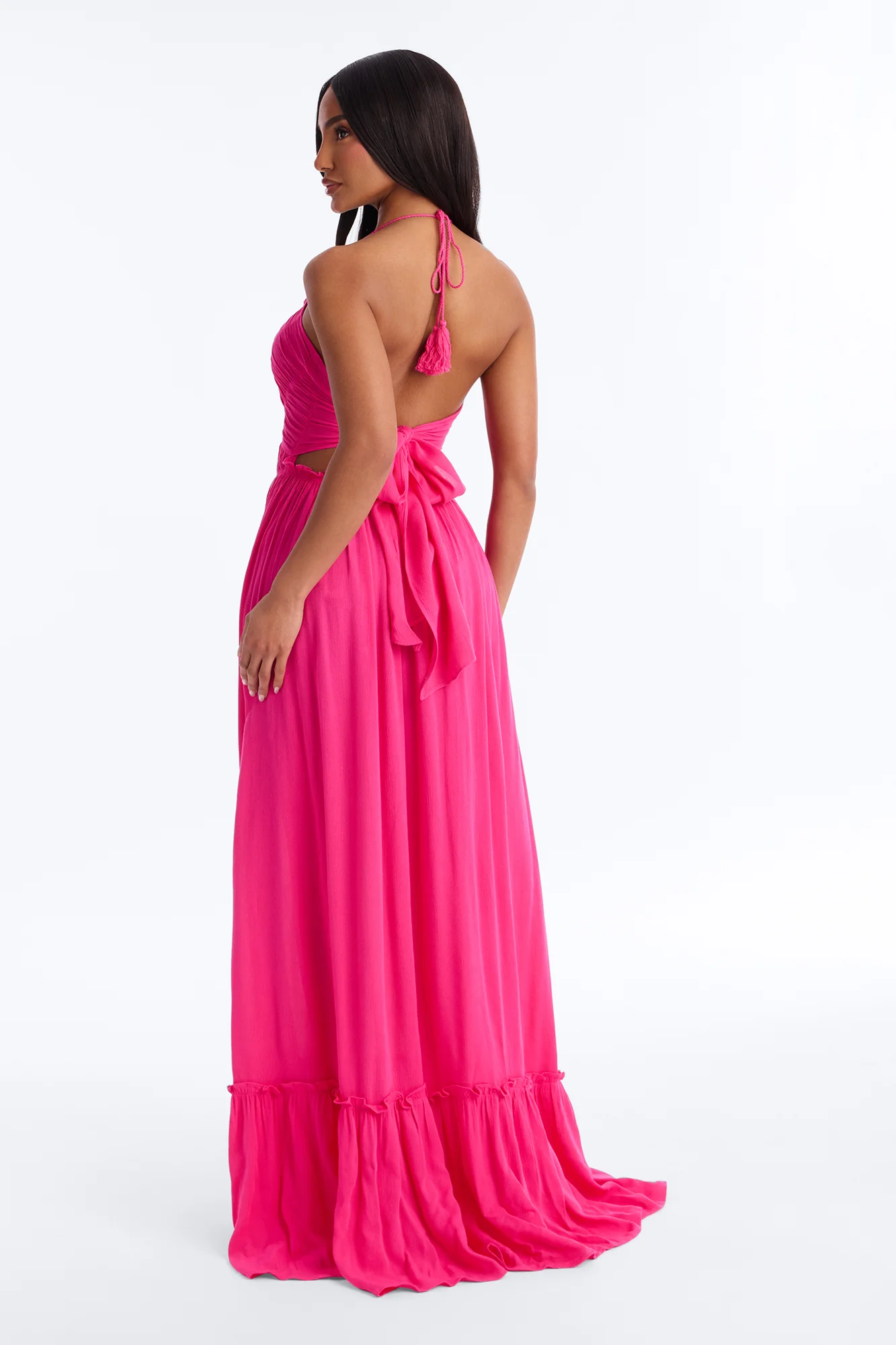 Pretty In Paradise Backless Maxi Dress - Hot Pink - Image 4