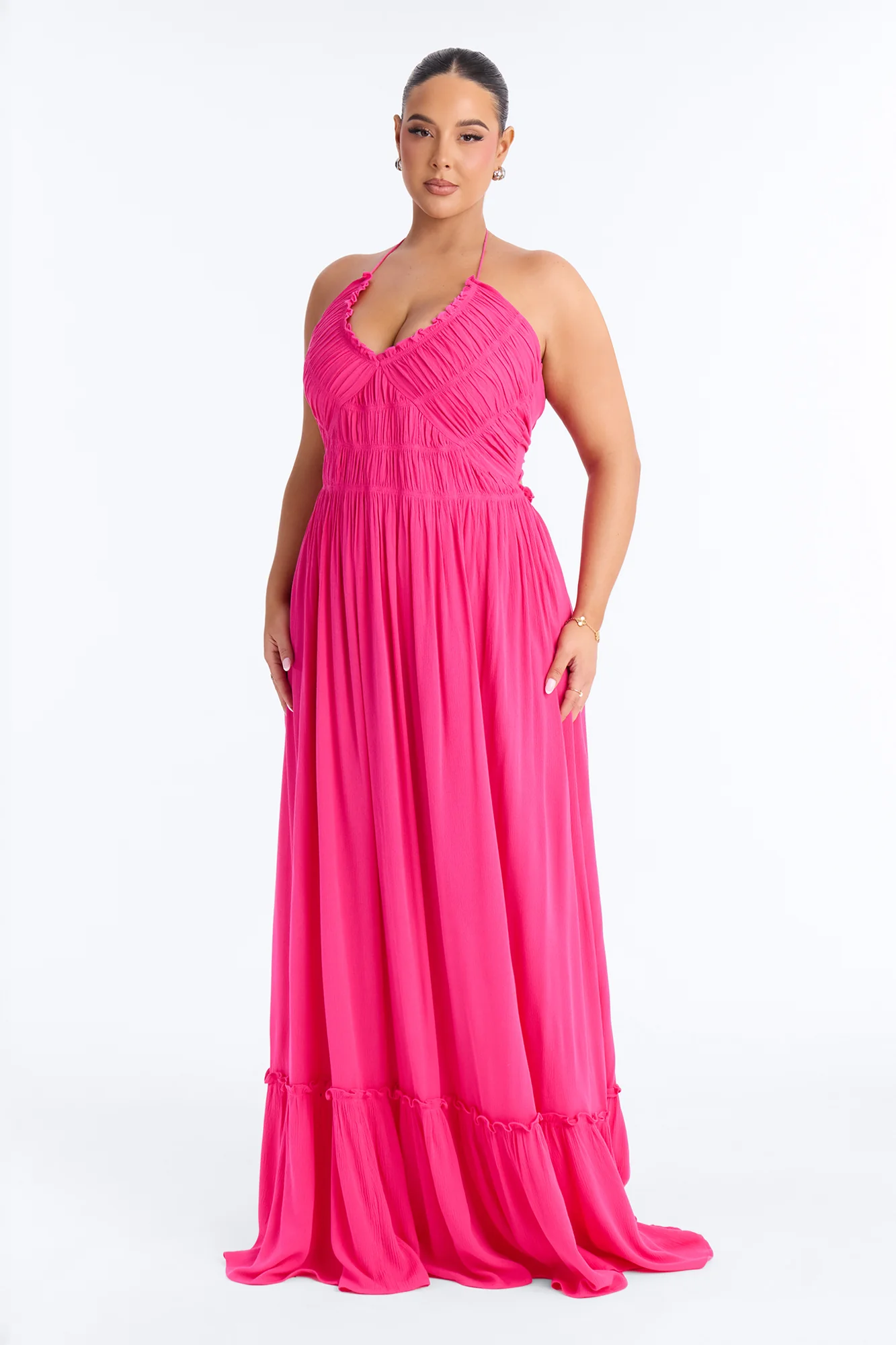Pretty In Paradise Backless Maxi Dress - Hot Pink - Image 5