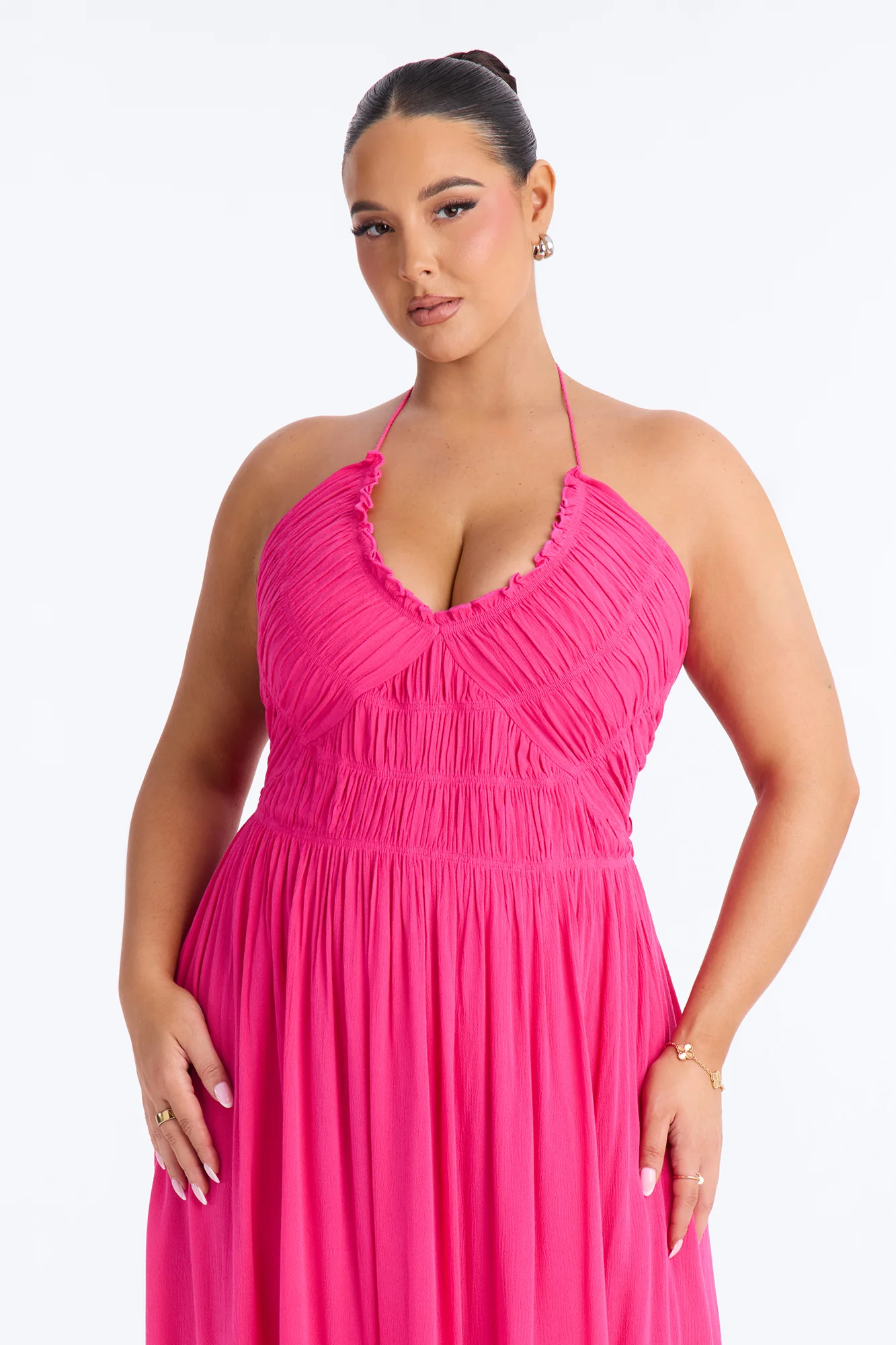 Pretty In Paradise Backless Maxi Dress - Hot Pink - Image 6