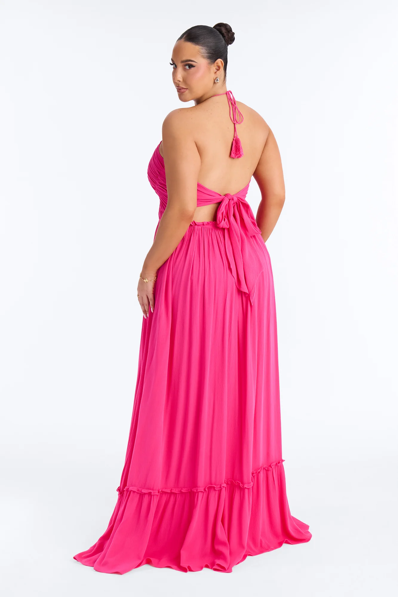 Pretty In Paradise Backless Maxi Dress - Hot Pink - Image 8