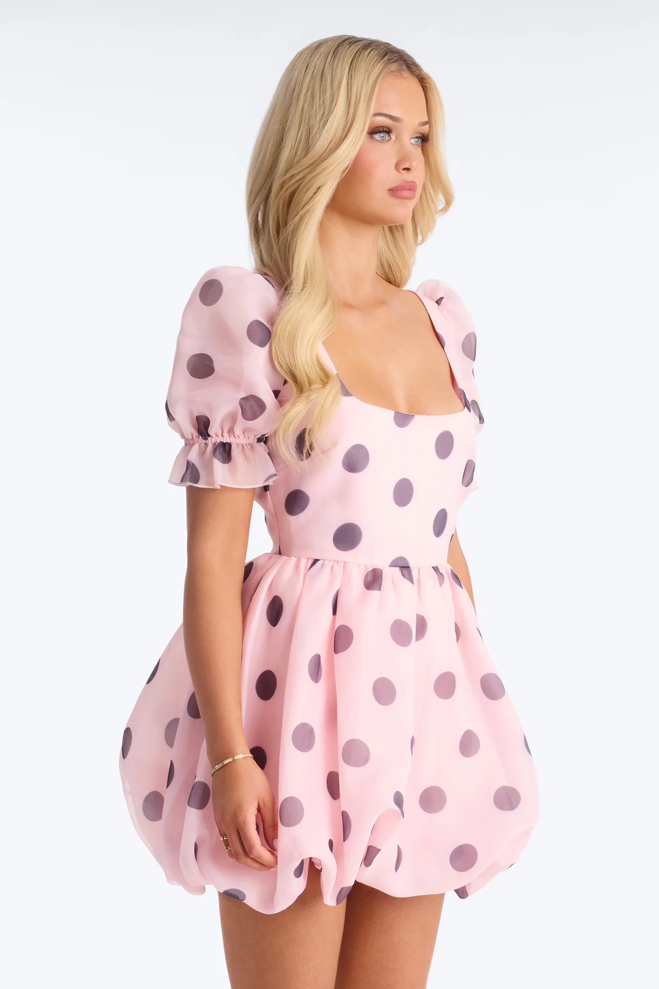 Pretty In Polka Dot Puff Sleeve Mini Dress - Pink/combo - Image 3