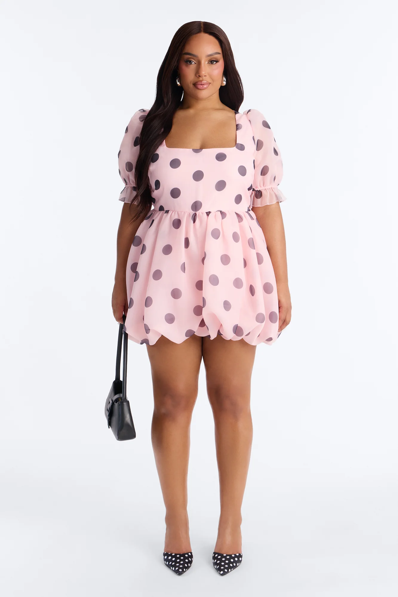 Pretty In Polka Dot Puff Sleeve Mini Dress - Pink/combo - Image 5