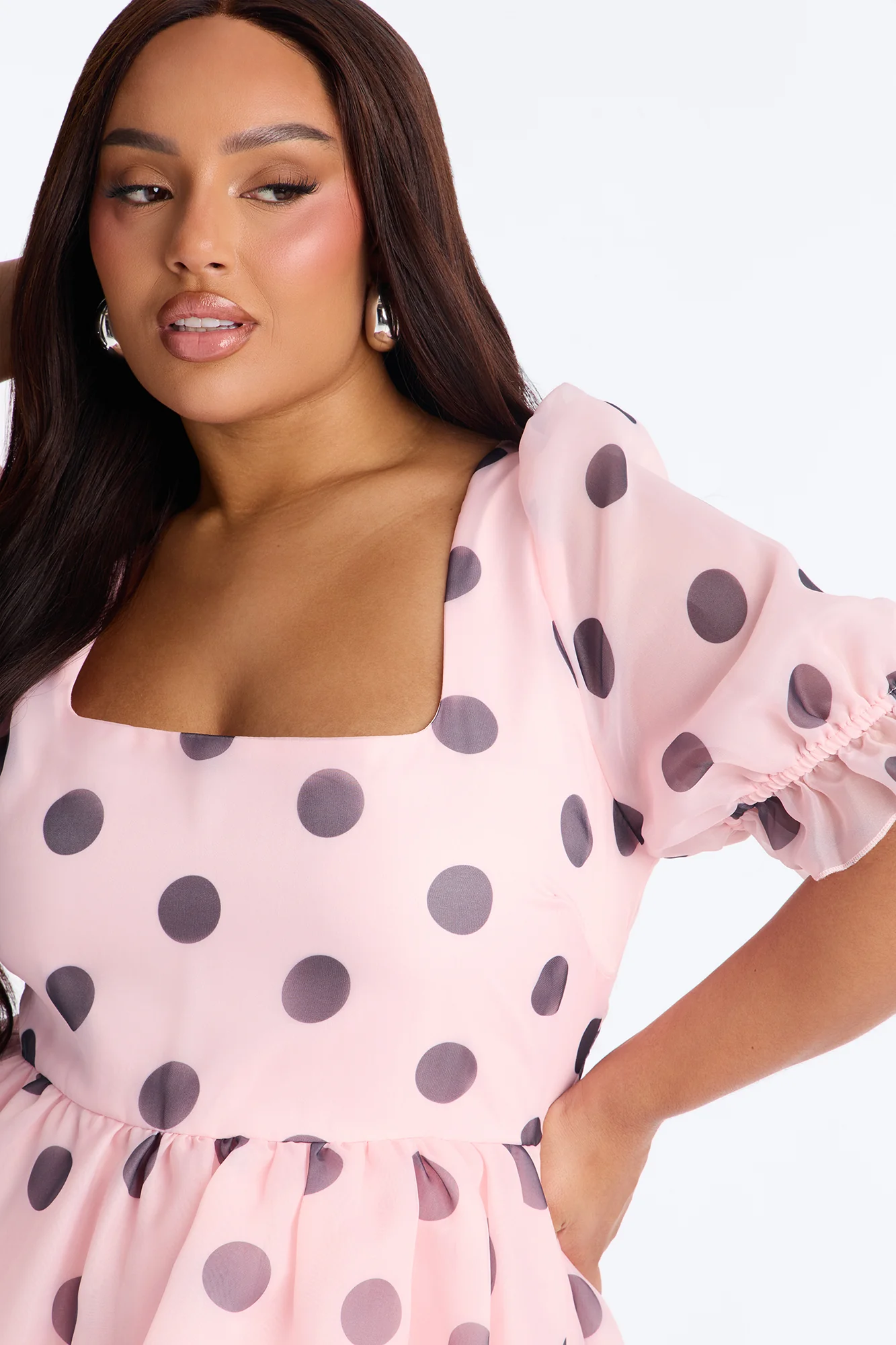 Pretty In Polka Dot Puff Sleeve Mini Dress - Pink/combo - Image 7