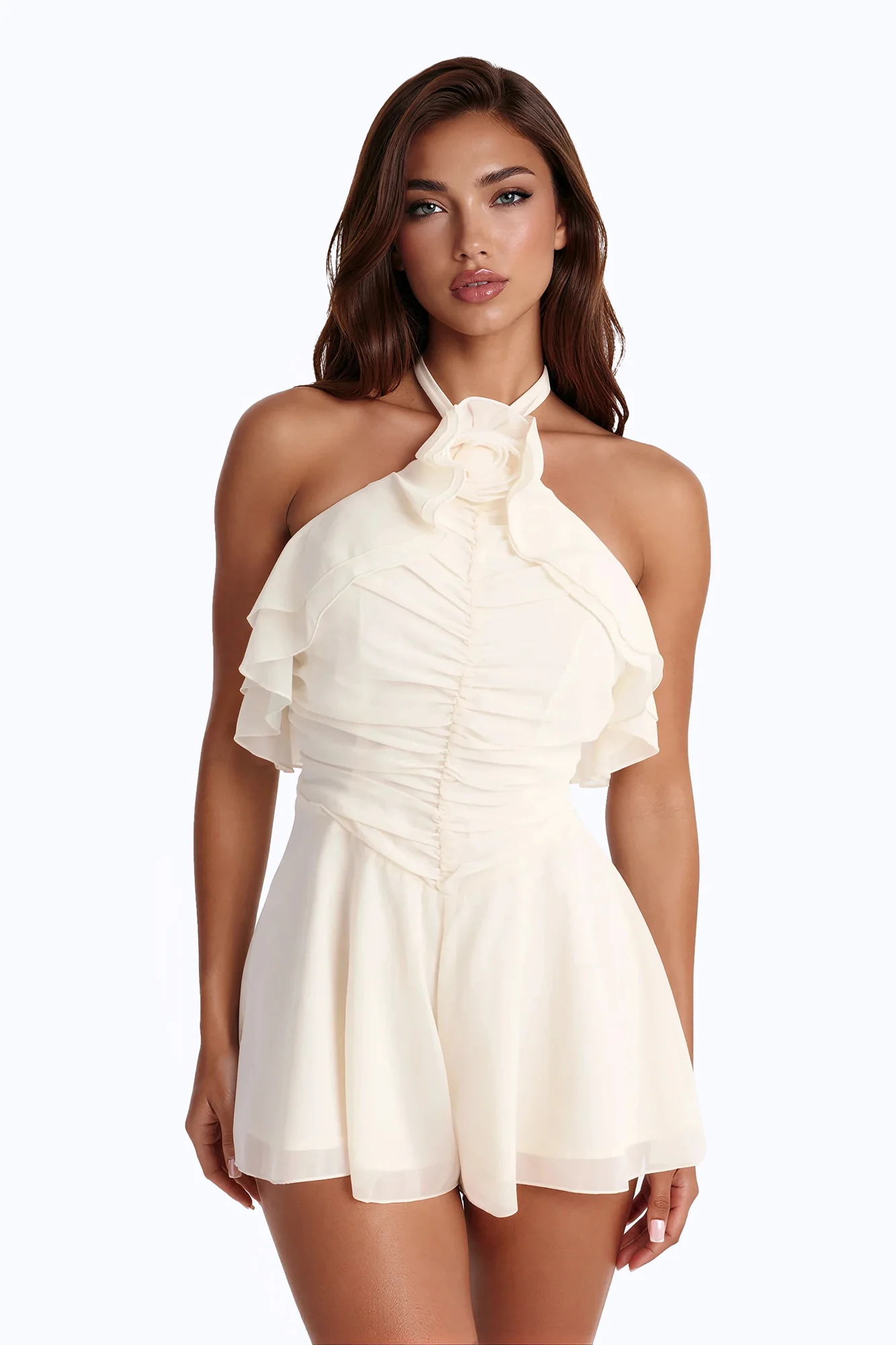 Pretty In Ruffles Romper - Cream