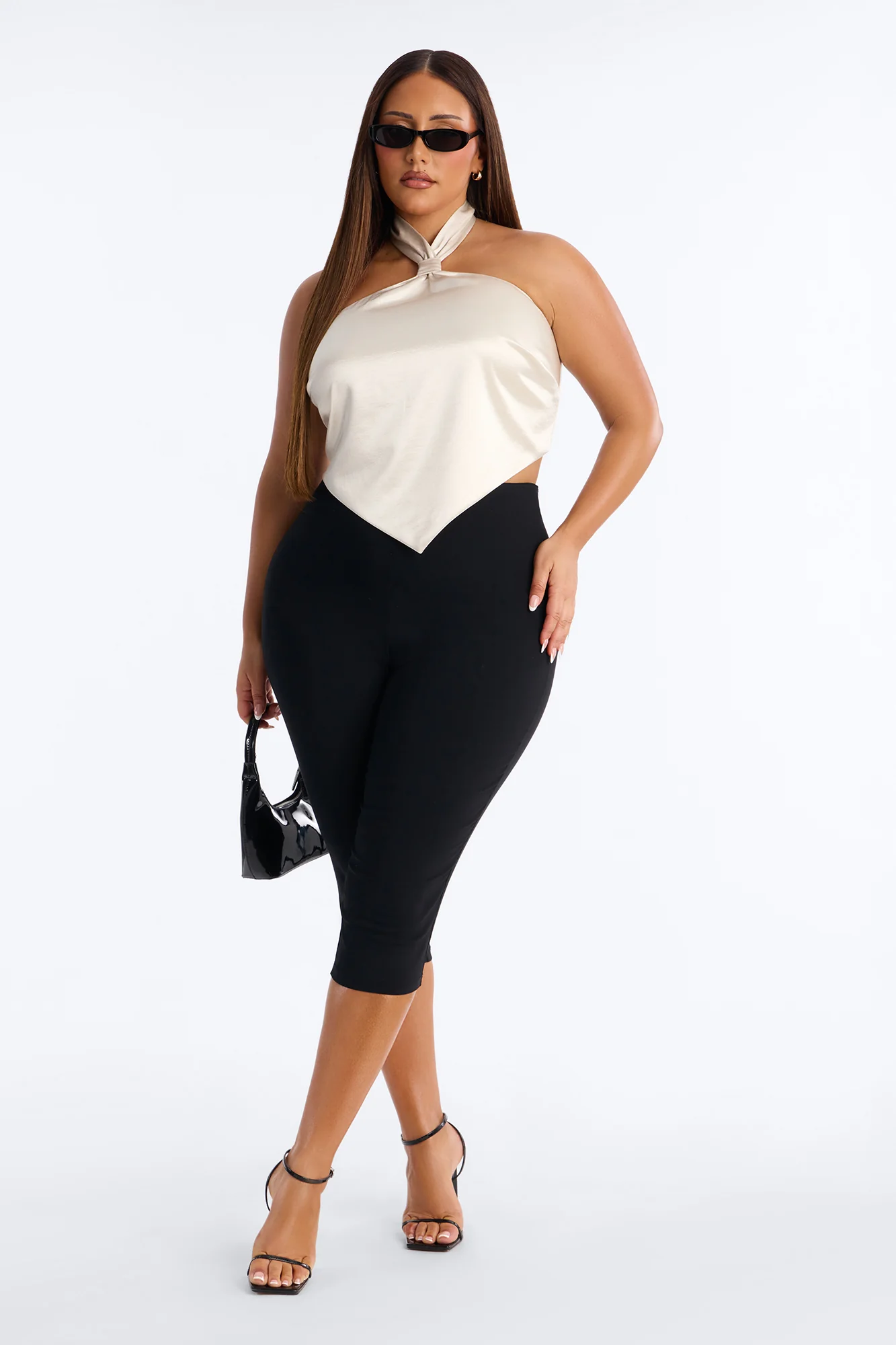 Pretty Things Tie Back Satin Halter Top - Cream - Image 6