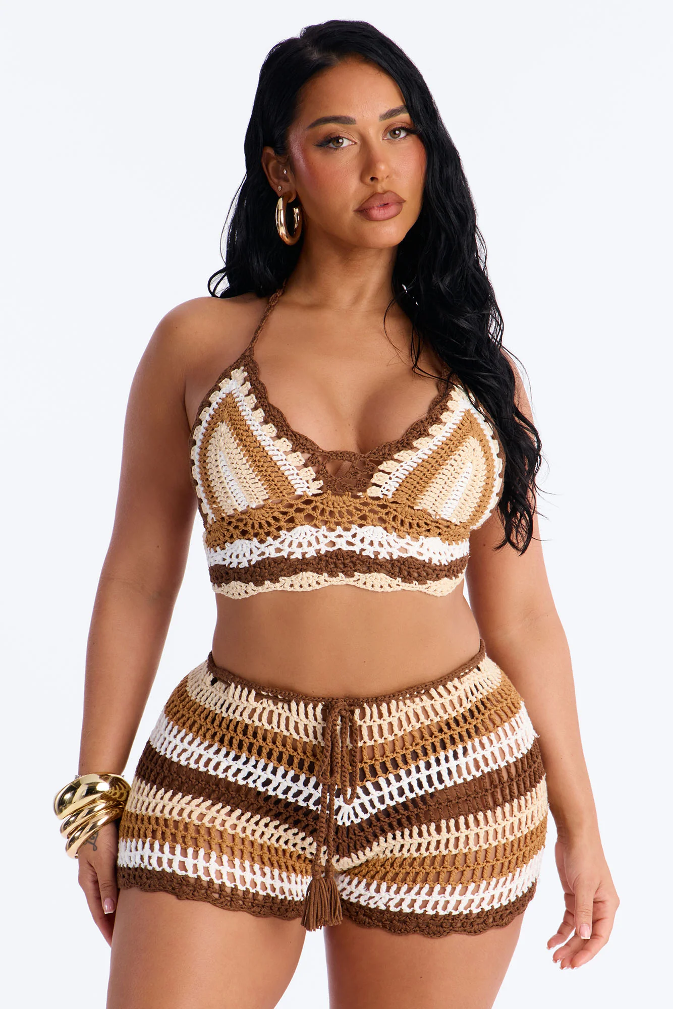 Priscilla Crochet 2 Piece Sunsuit - Brown/combo - Image 2