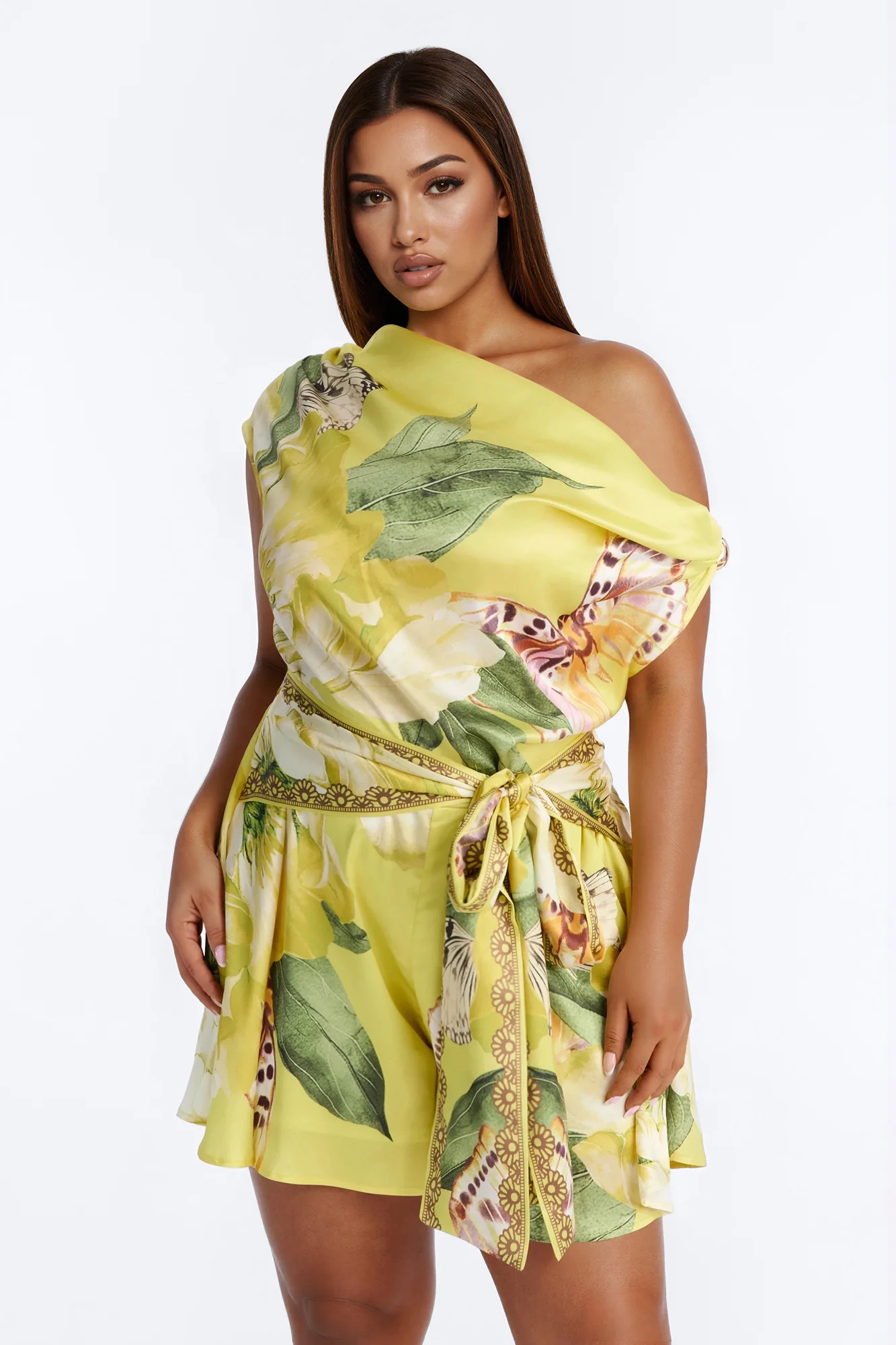 Priscilla Floral Off Shoulder Romper - Yellow - Image 5