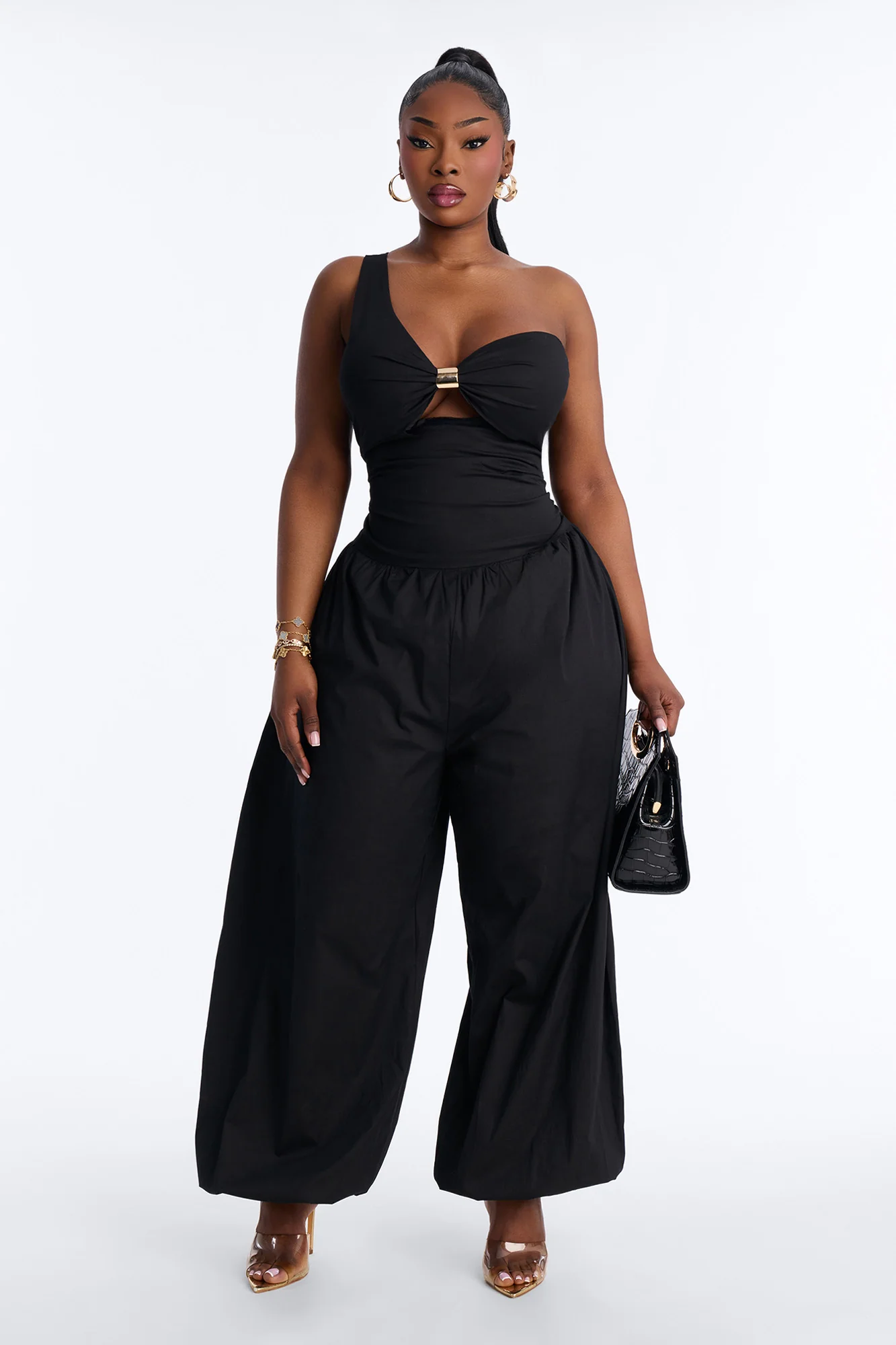 Priya Balloon Leg Jumpsuit - Black - Image 5