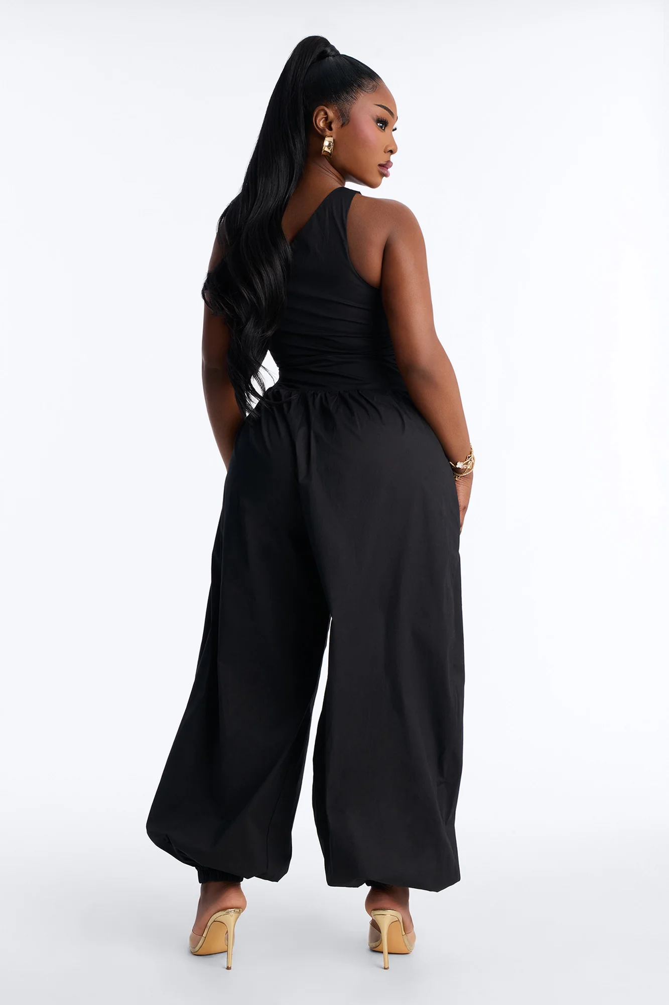 Priya Balloon Leg Jumpsuit - Black - Image 8