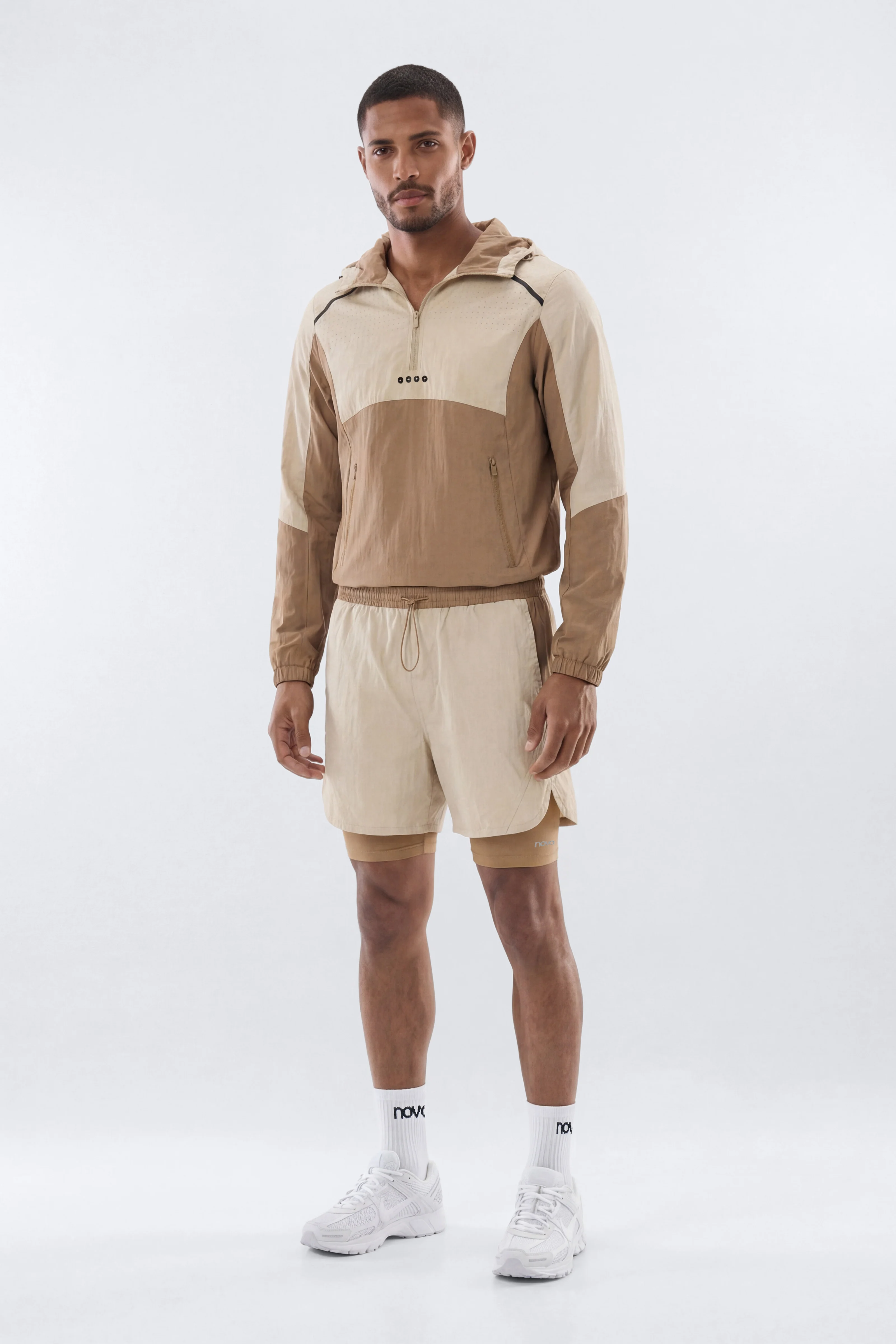 ProRipStop 7″ Built In Compression Shorts - Taupe - Image 2