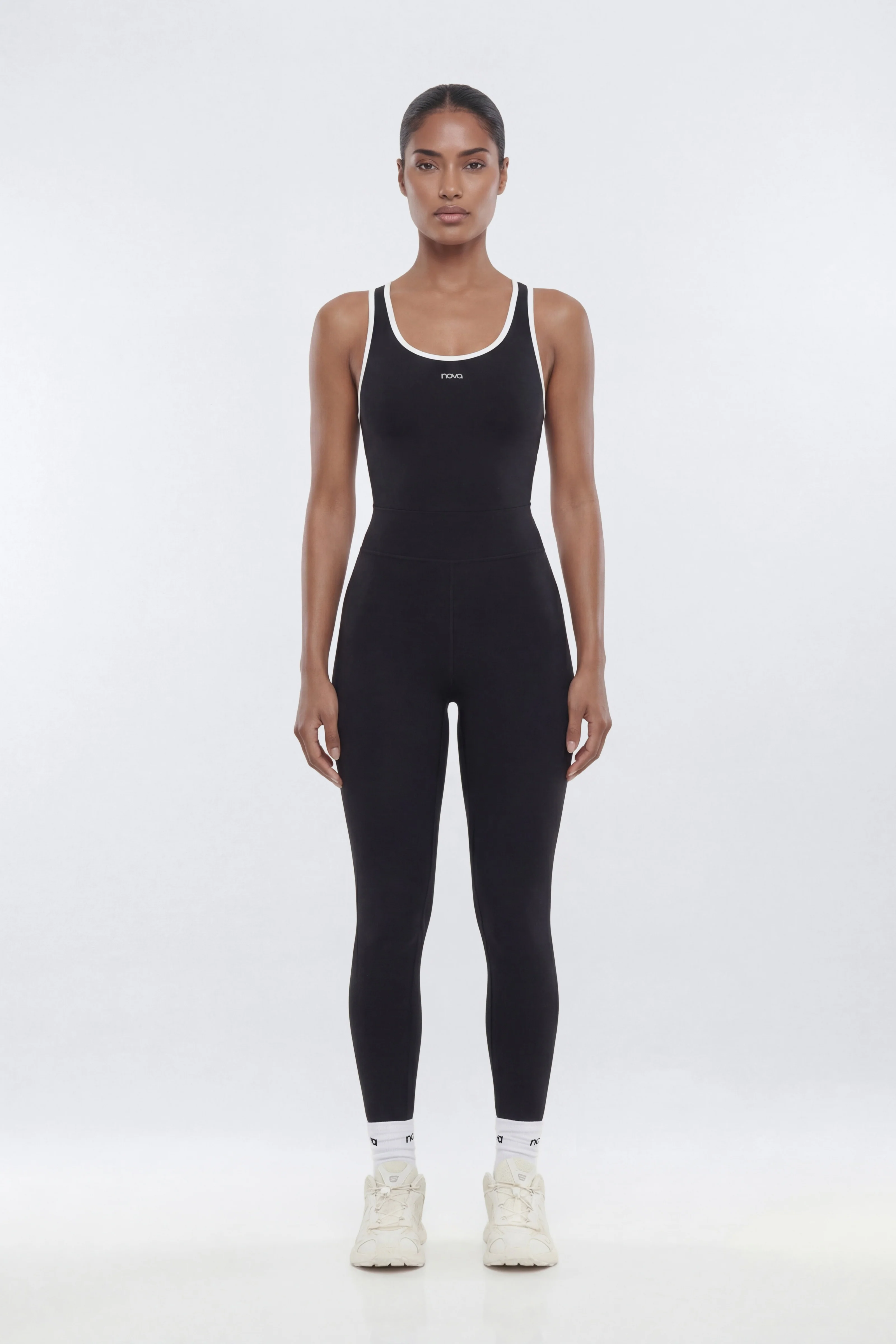 ProStretch™ 25″ Contrast Trim Skinny Racerback Cut Out Jumpsuit - Black - Image 3