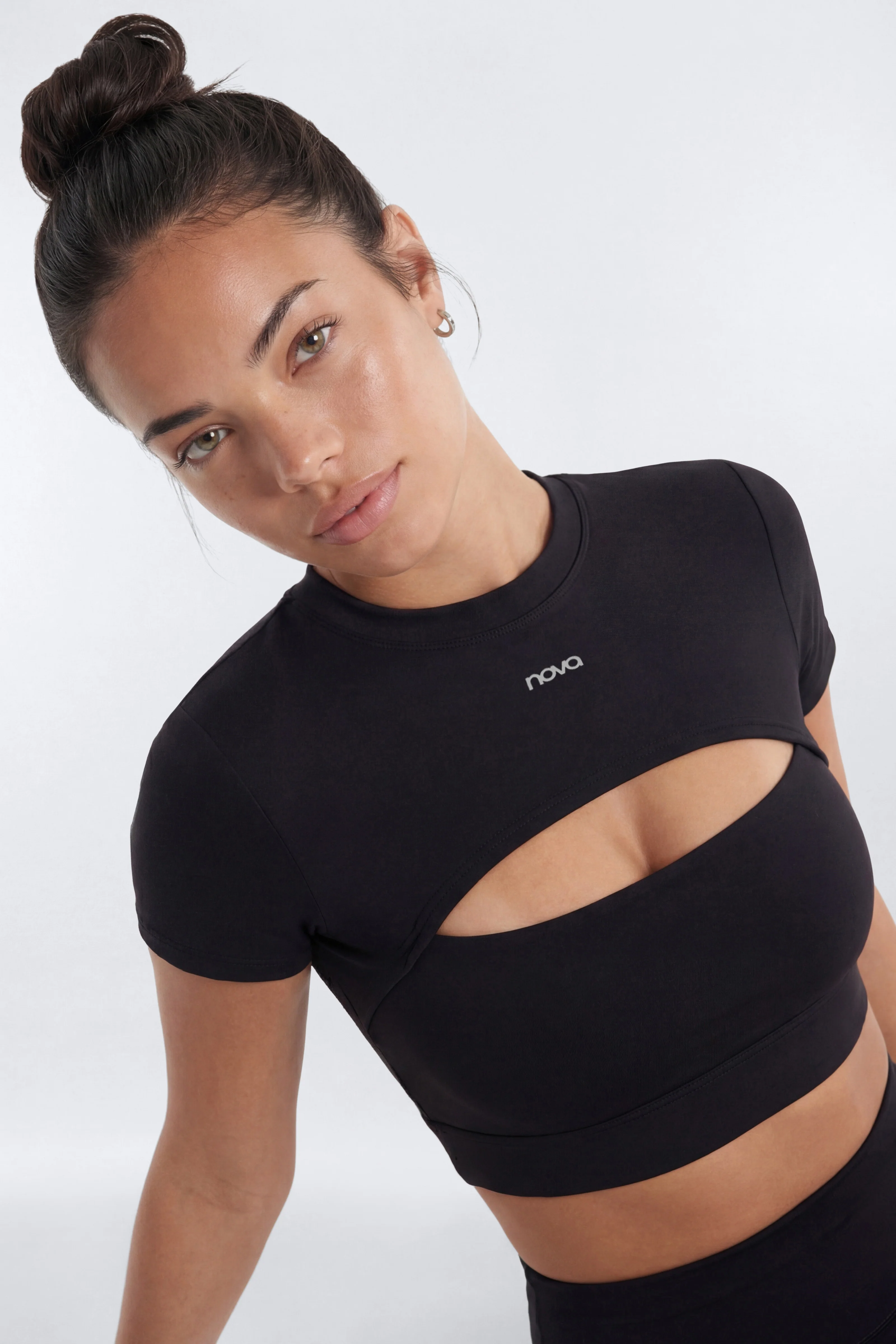 ProStretch™ Cut Out Short Sleeve Sports Top - Black - Image 3