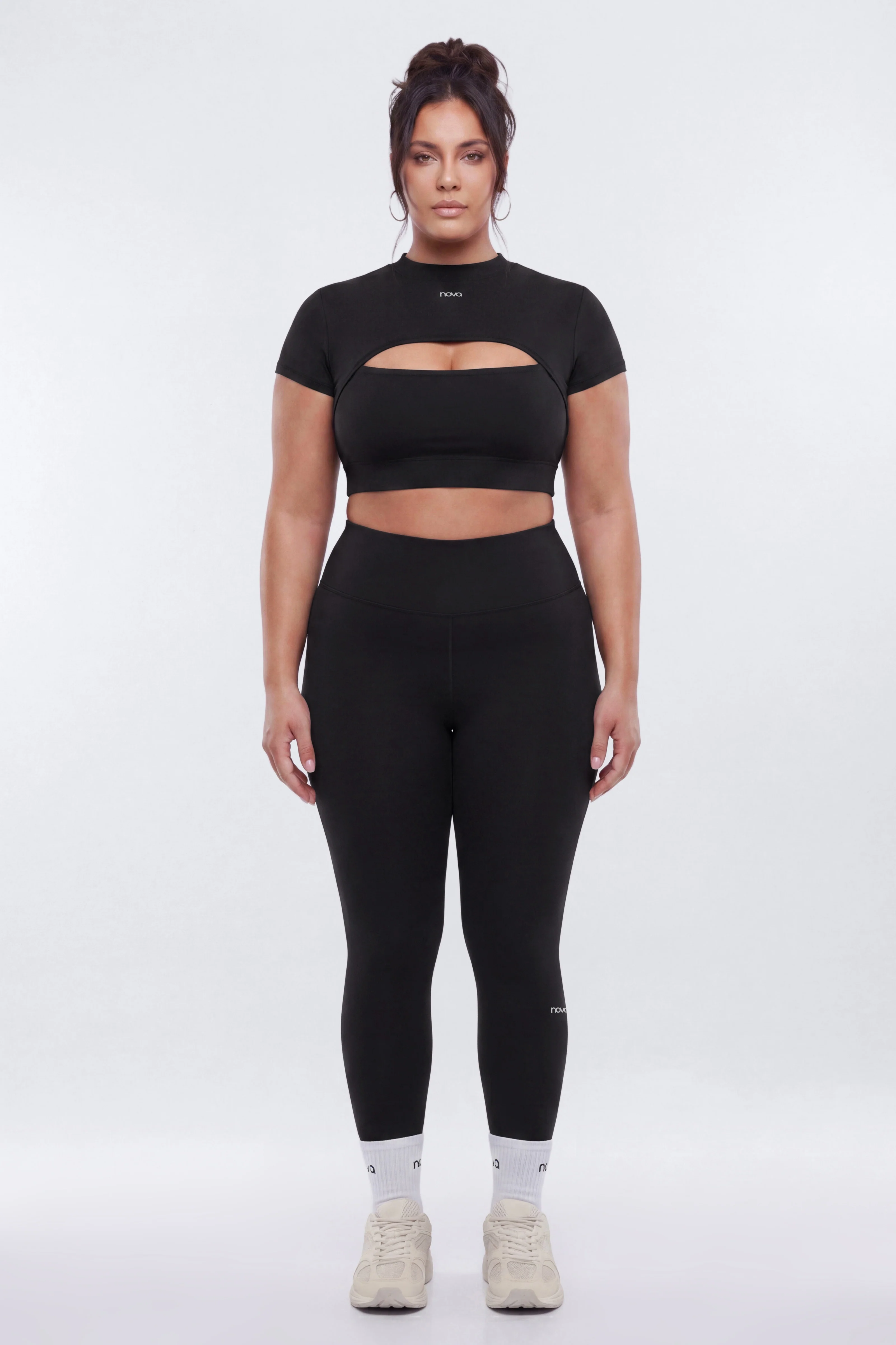 ProStretch™ Cut Out Short Sleeve Sports Top - Black - Image 7