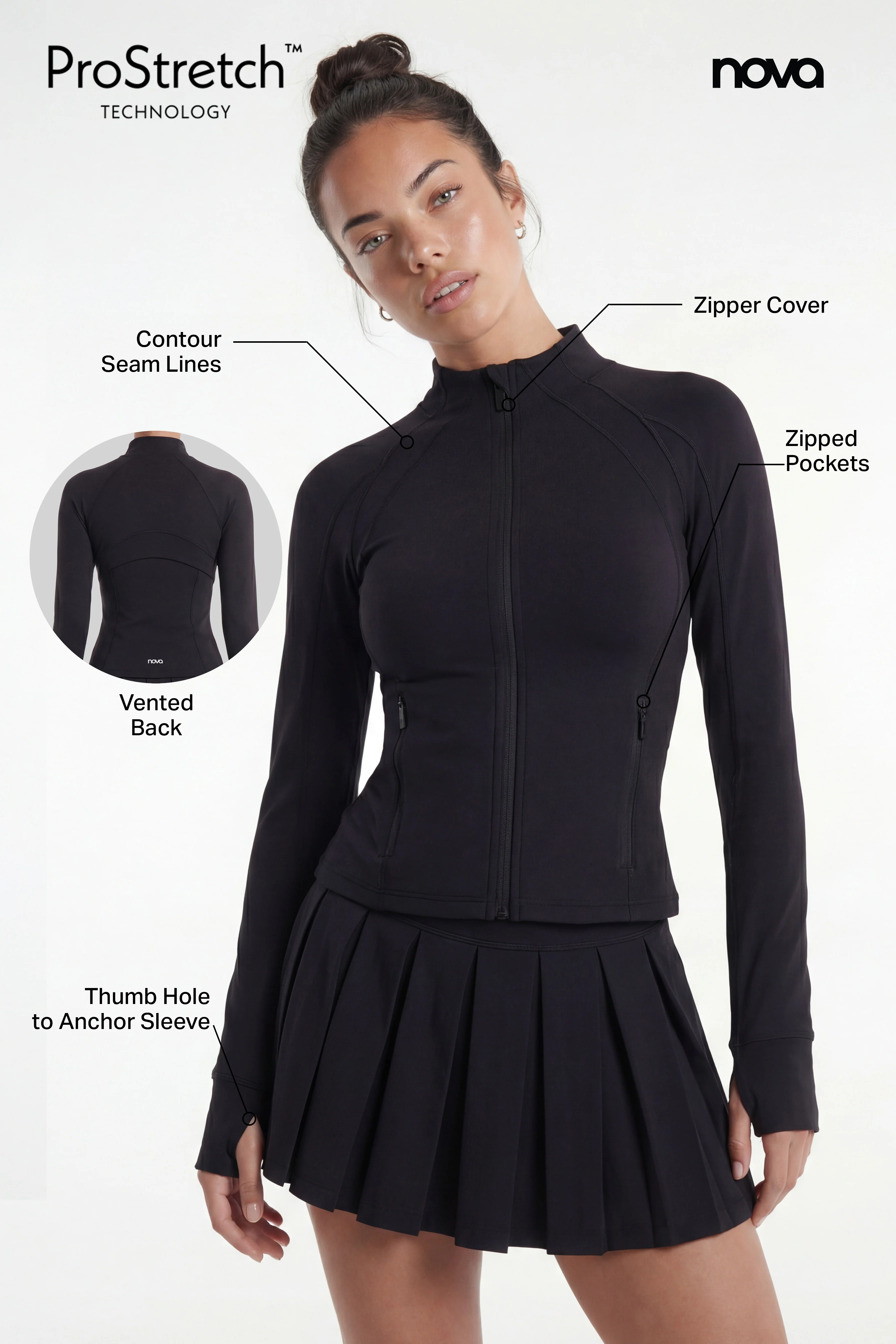 ProStretch™ Front Zip Sports Jacket - Black - Image 5