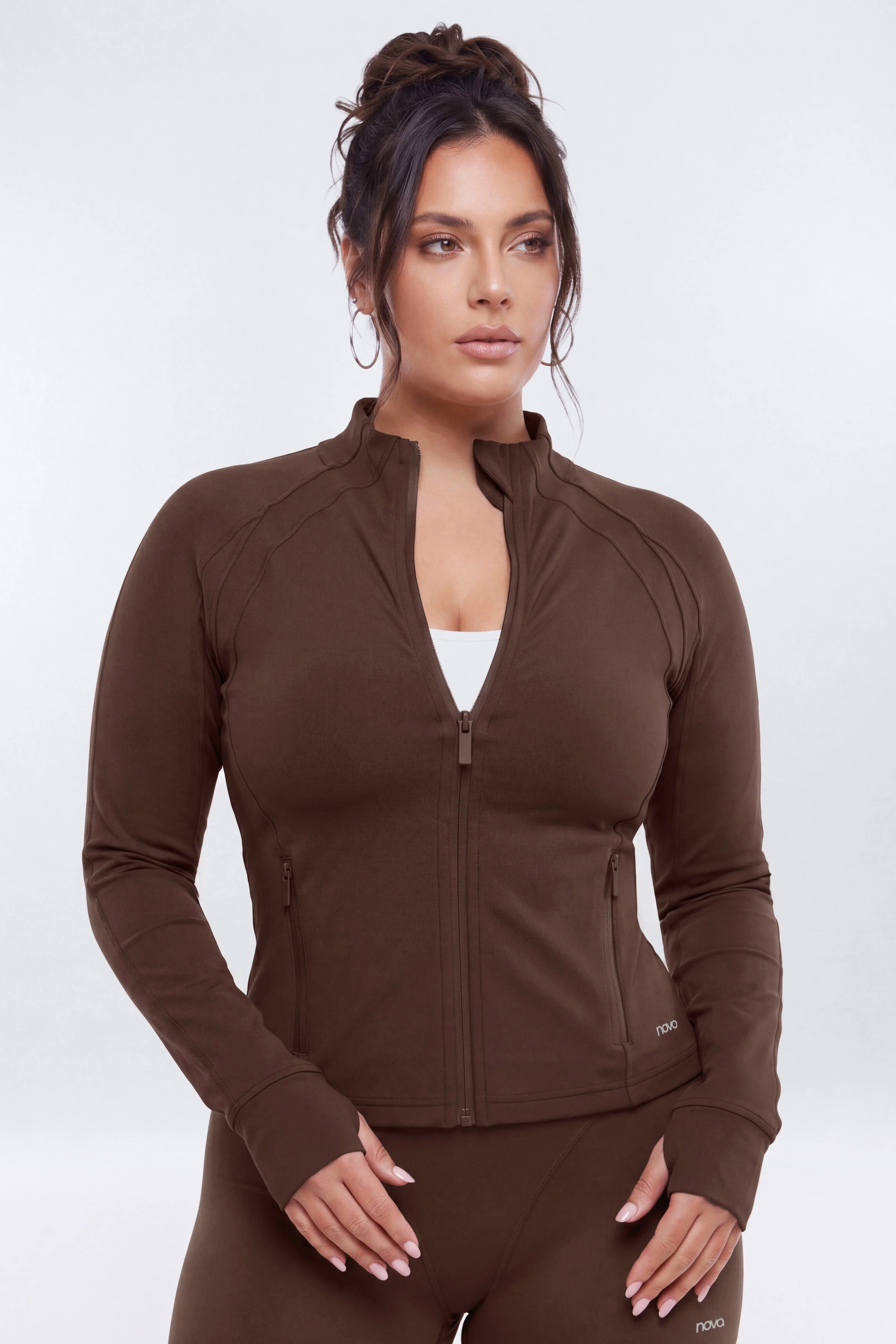 ProStretch™ Front Zip Sports Jacket - Brown - Image 6