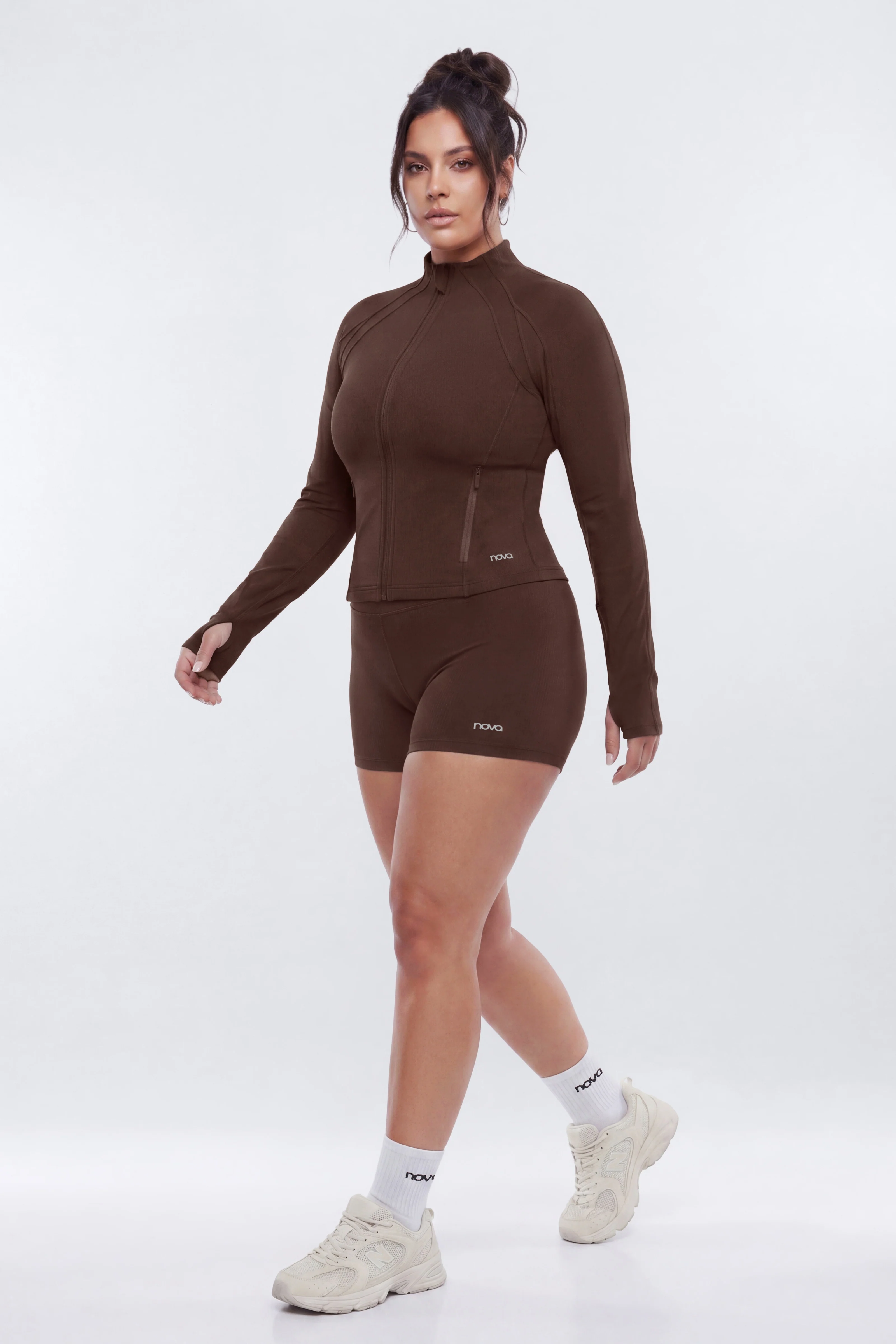 ProStretch™ Front Zip Sports Jacket - Brown - Image 8
