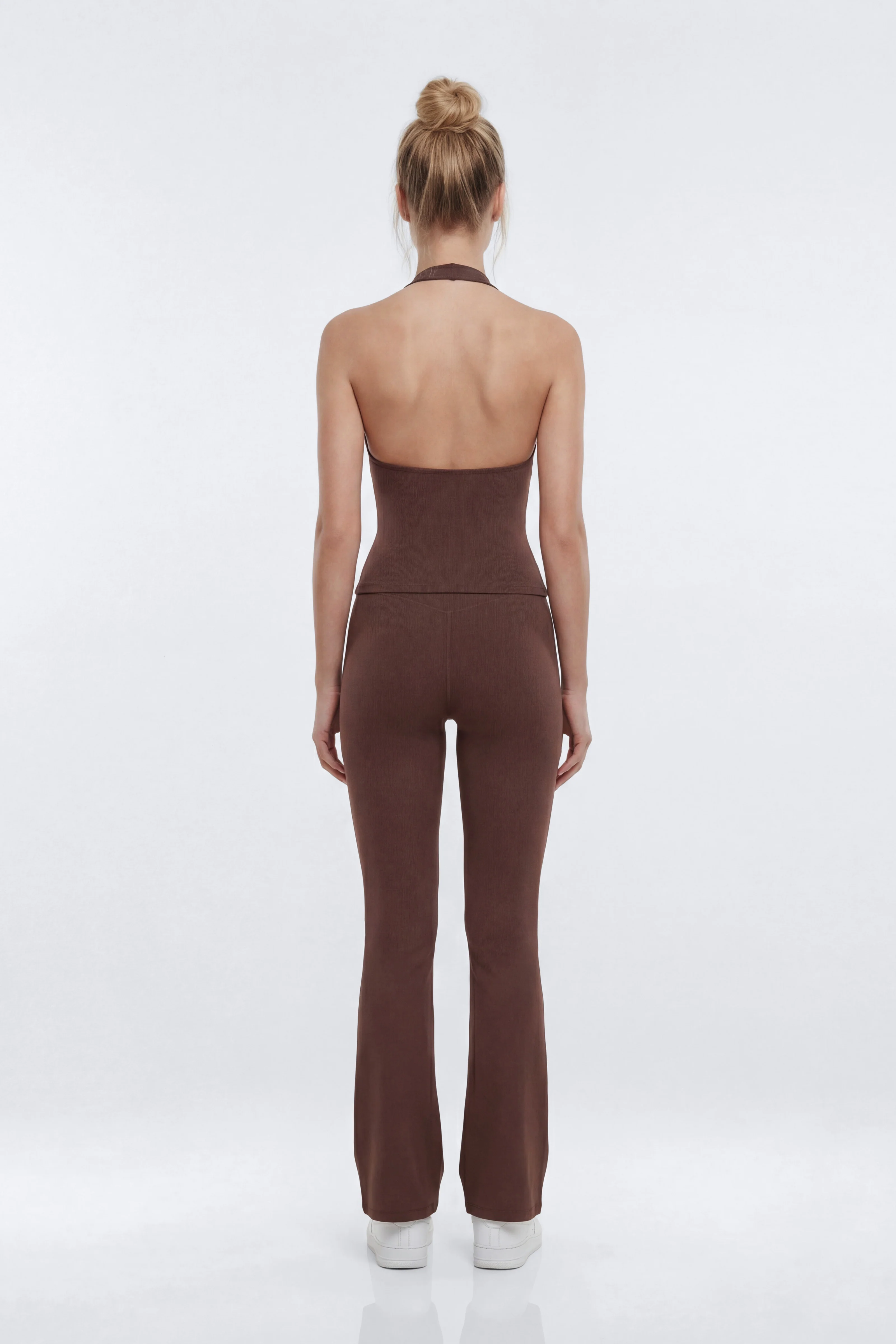 ProStretch™ V Neck Sports Halter Top - Brown - Image 3