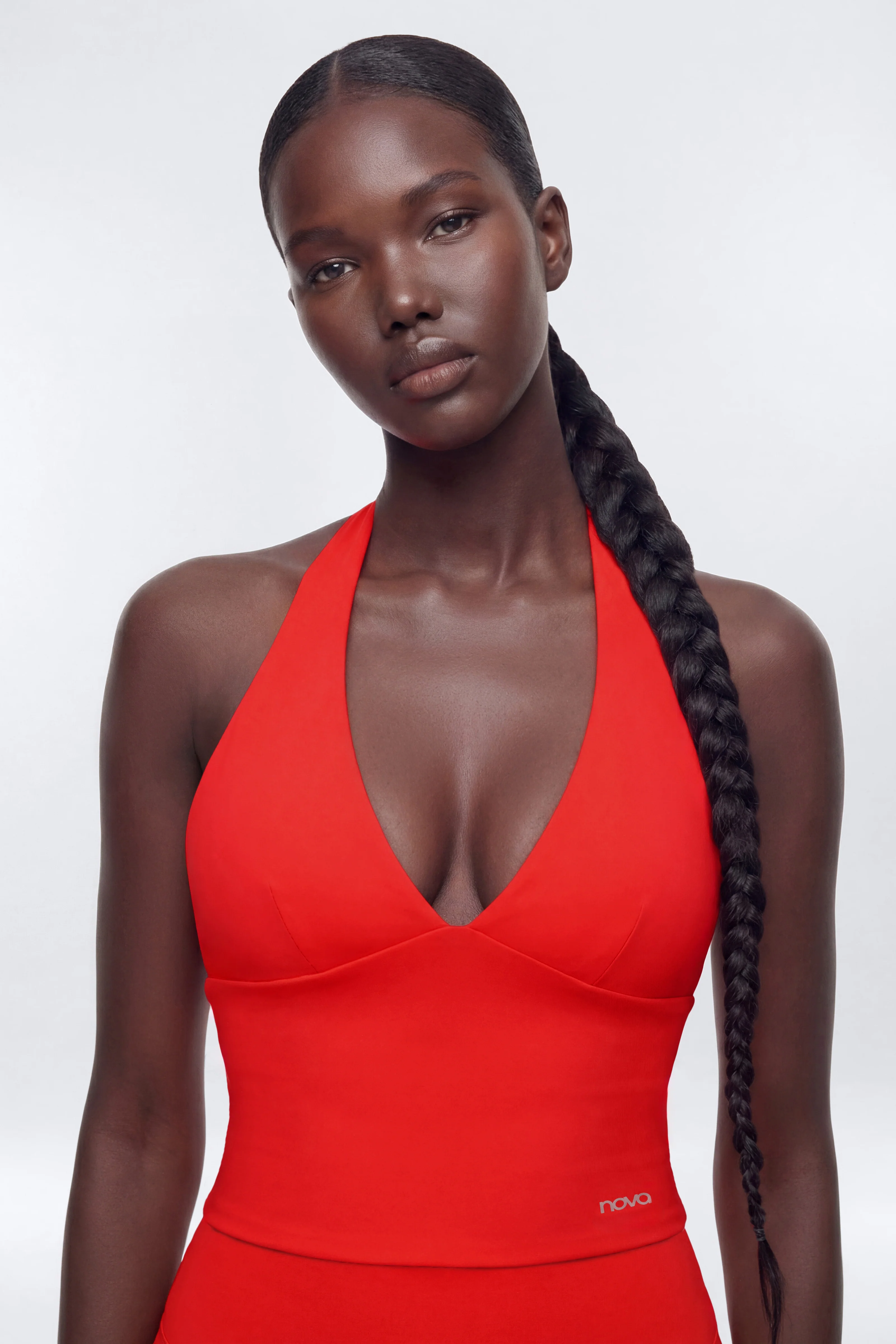 ProStretch™ V Neck Sports Halter Top - Red