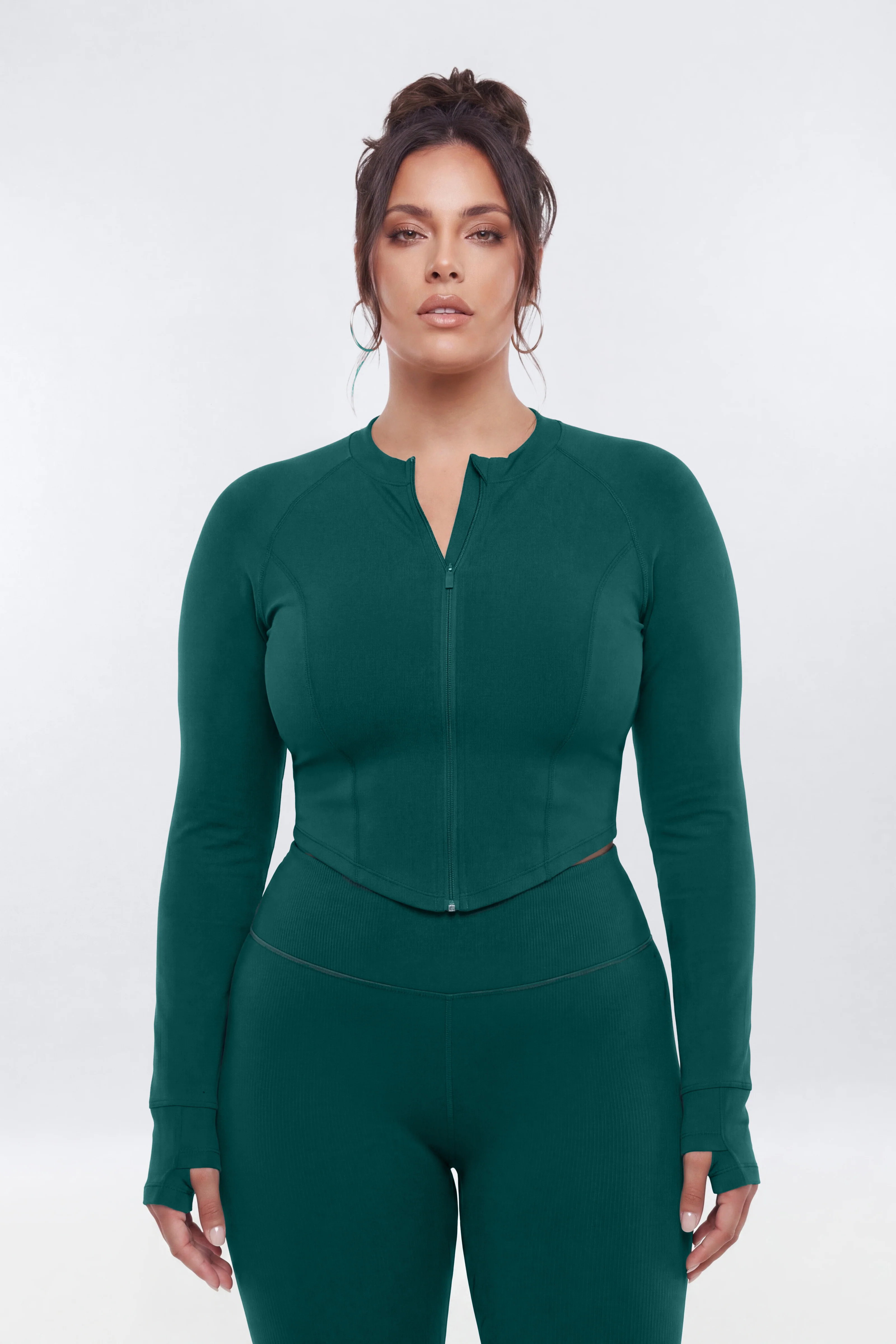 ProStretch™ Zip Up Crop Sports Jacket - Green - Image 6