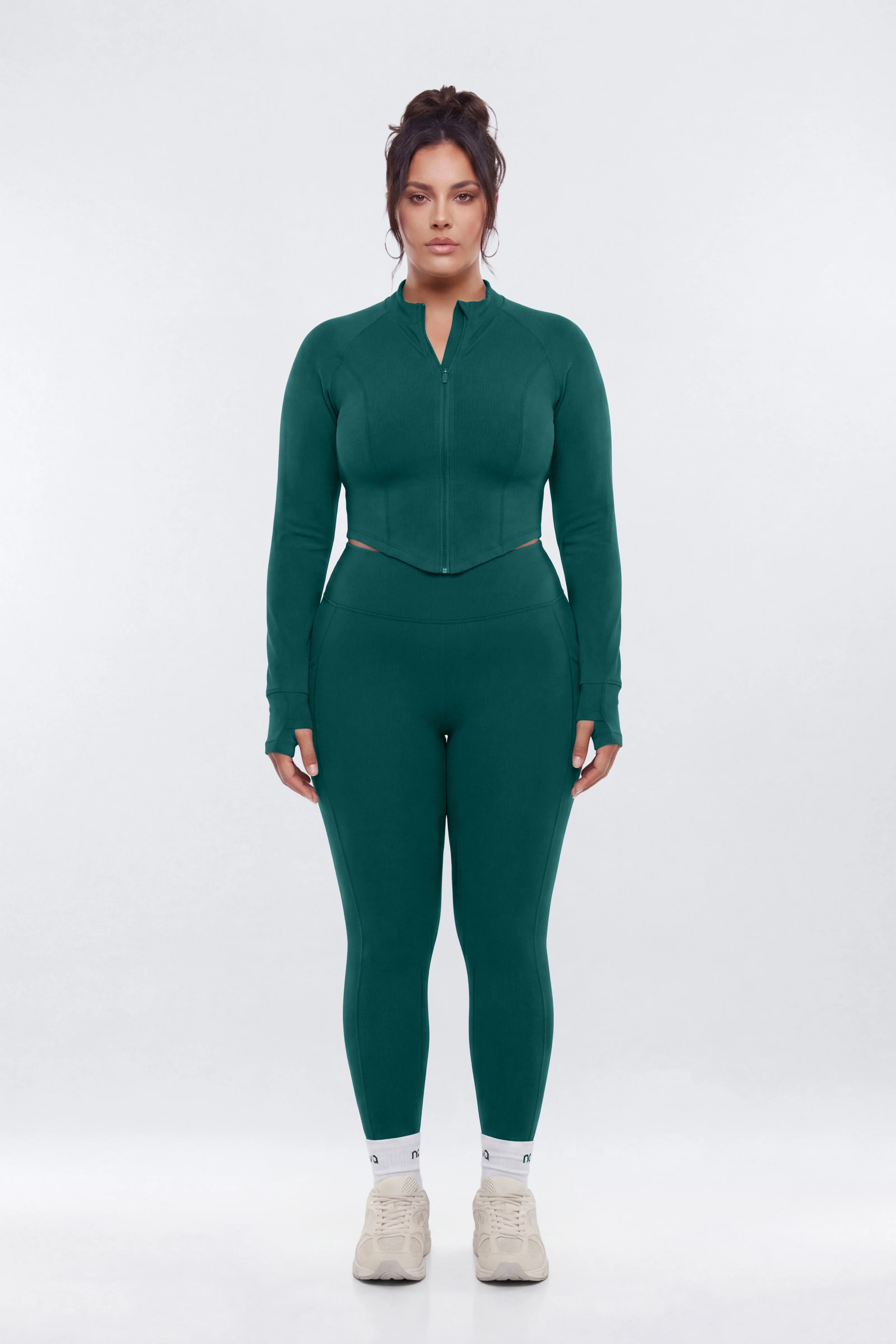 ProStretch™ Zip Up Crop Sports Jacket - Green - Image 7