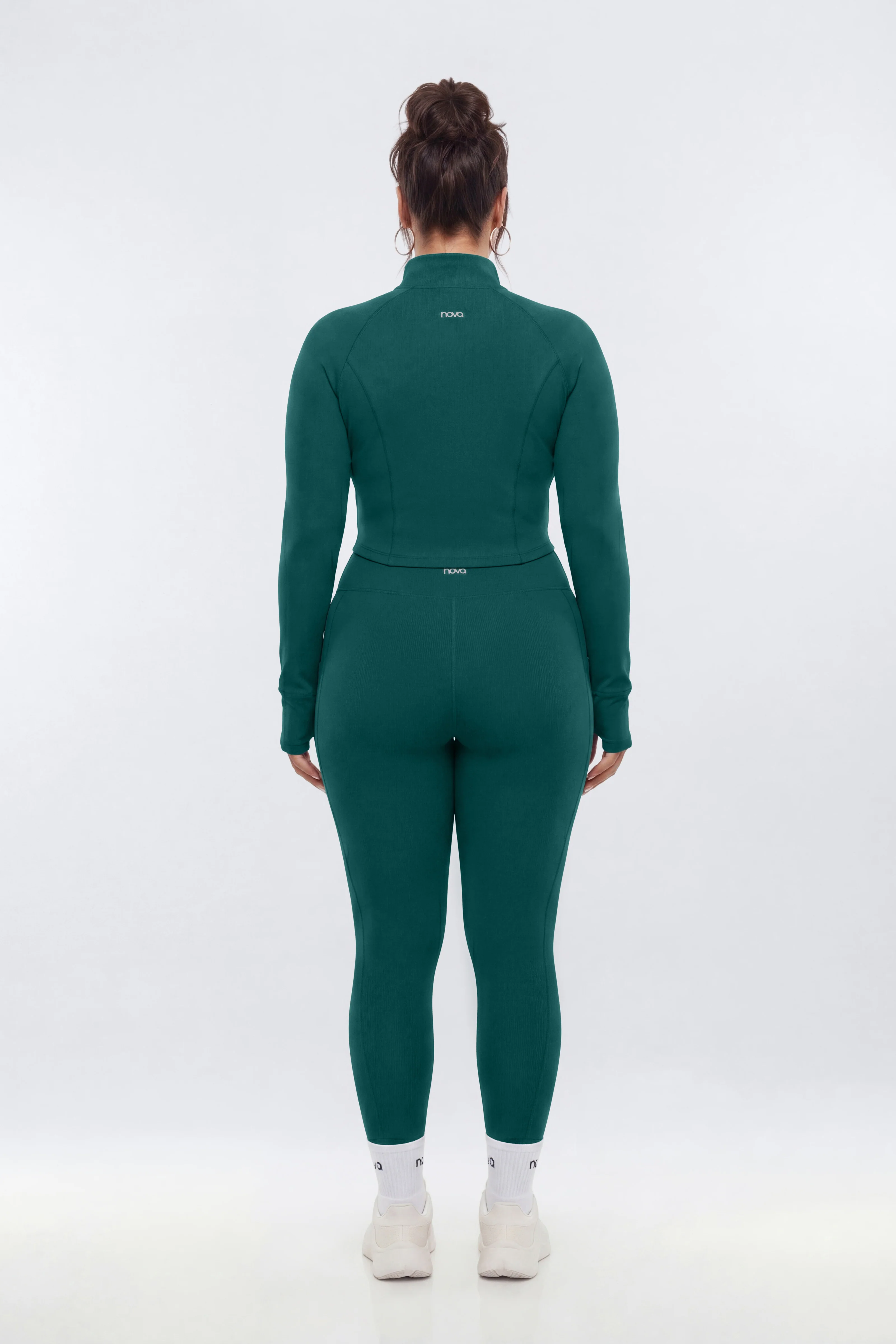 ProStretch™ Zip Up Crop Sports Jacket - Green - Image 9