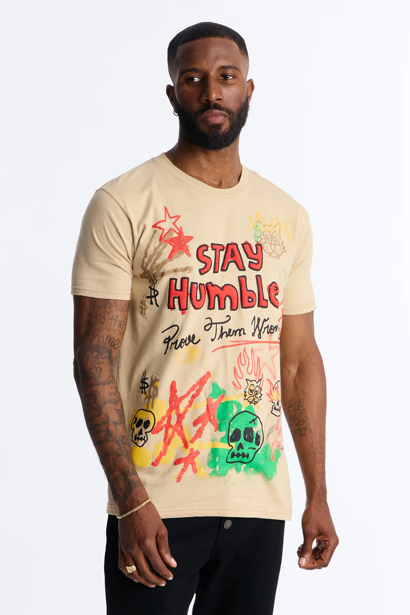 Prove Them Wrong Puff Print Short Sleeve Tee - Taupe