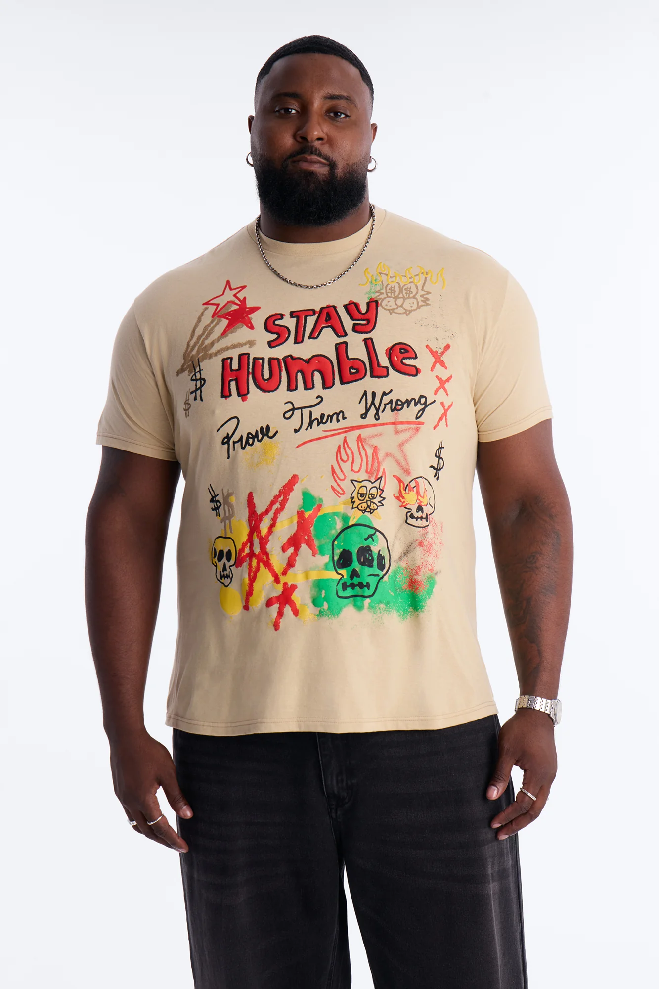 Prove Them Wrong Puff Print Short Sleeve Tee - Taupe - Image 4