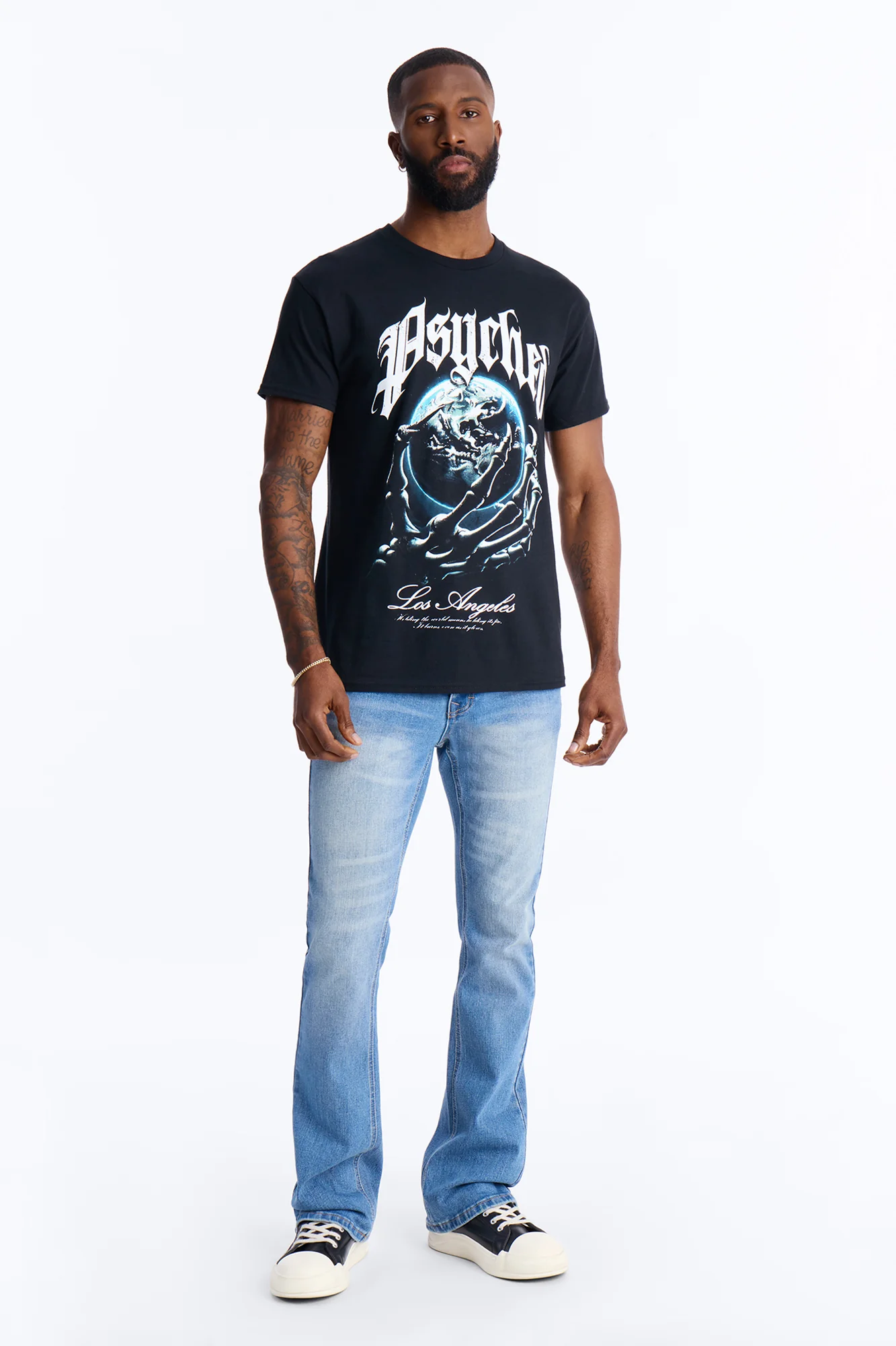 Psyched Worldwide Short Sleeve Tee - Black - Image 2