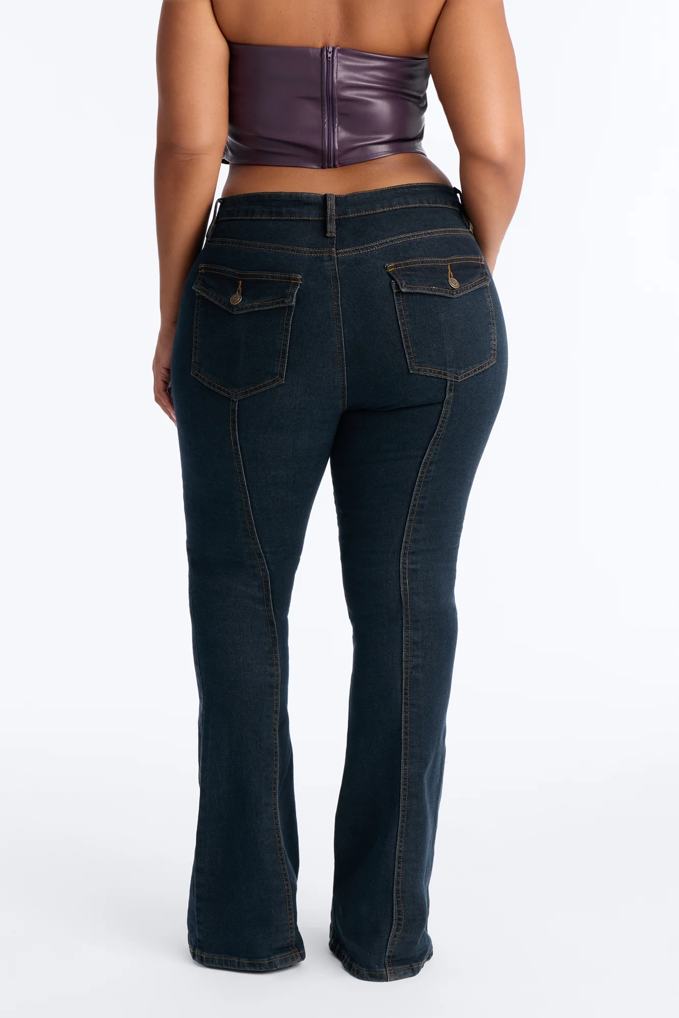 Public Property Stretch Flare Leg Jeans - Dark Wash - Image 8