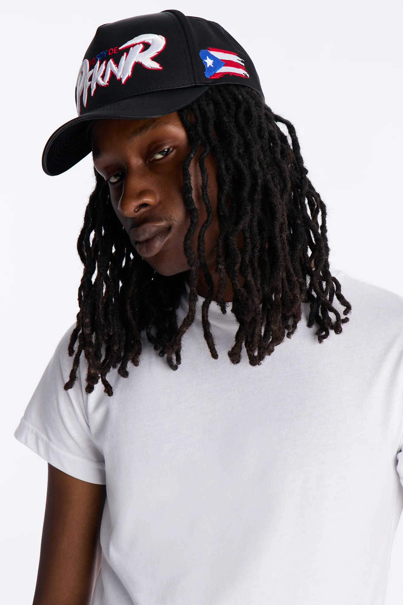 Puerto Rico Structured Satin Snapback Hat - Black - Image 2