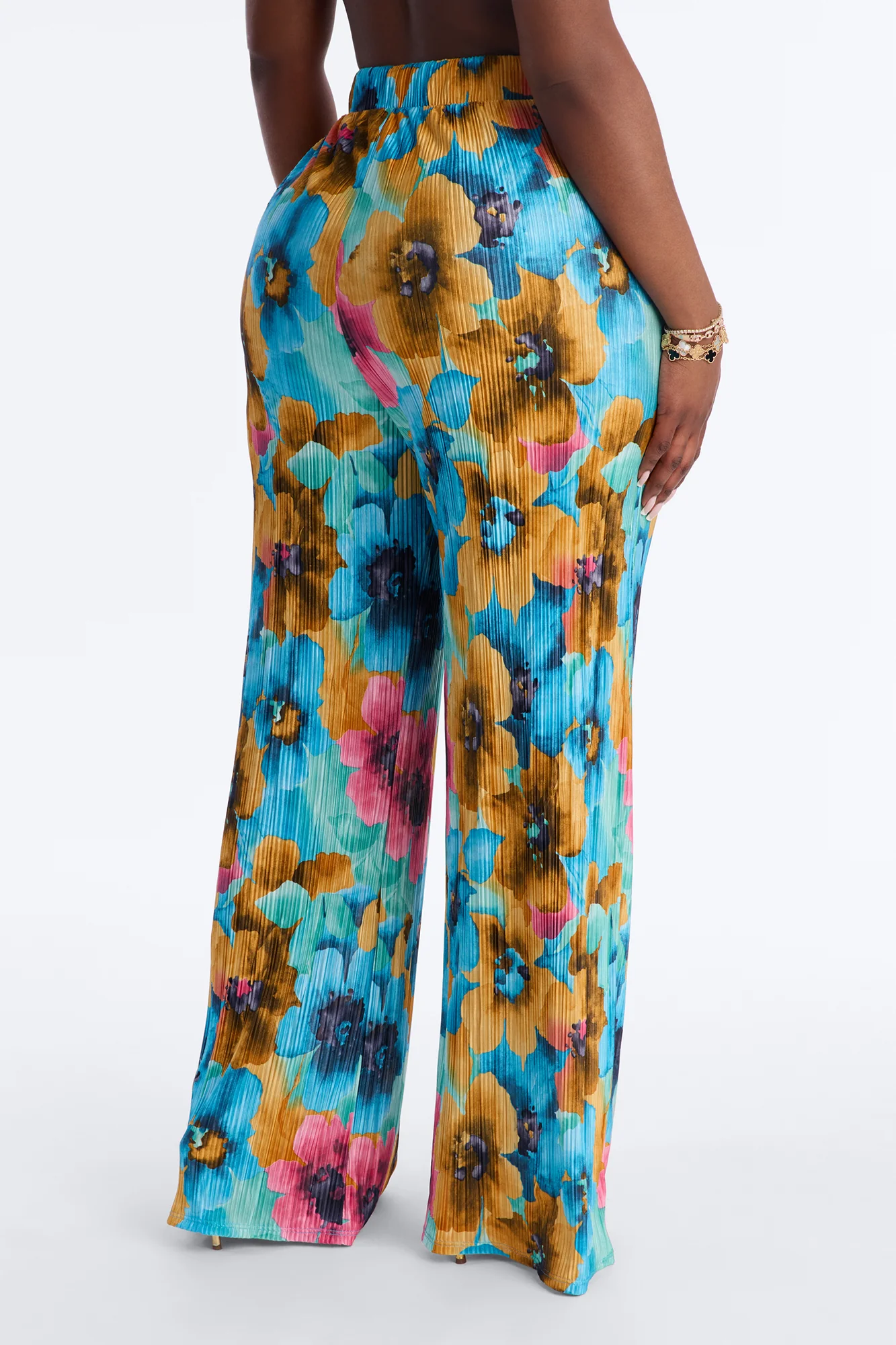Pure Bliss Printed Plisse Pant - Blue/combo - Image 6