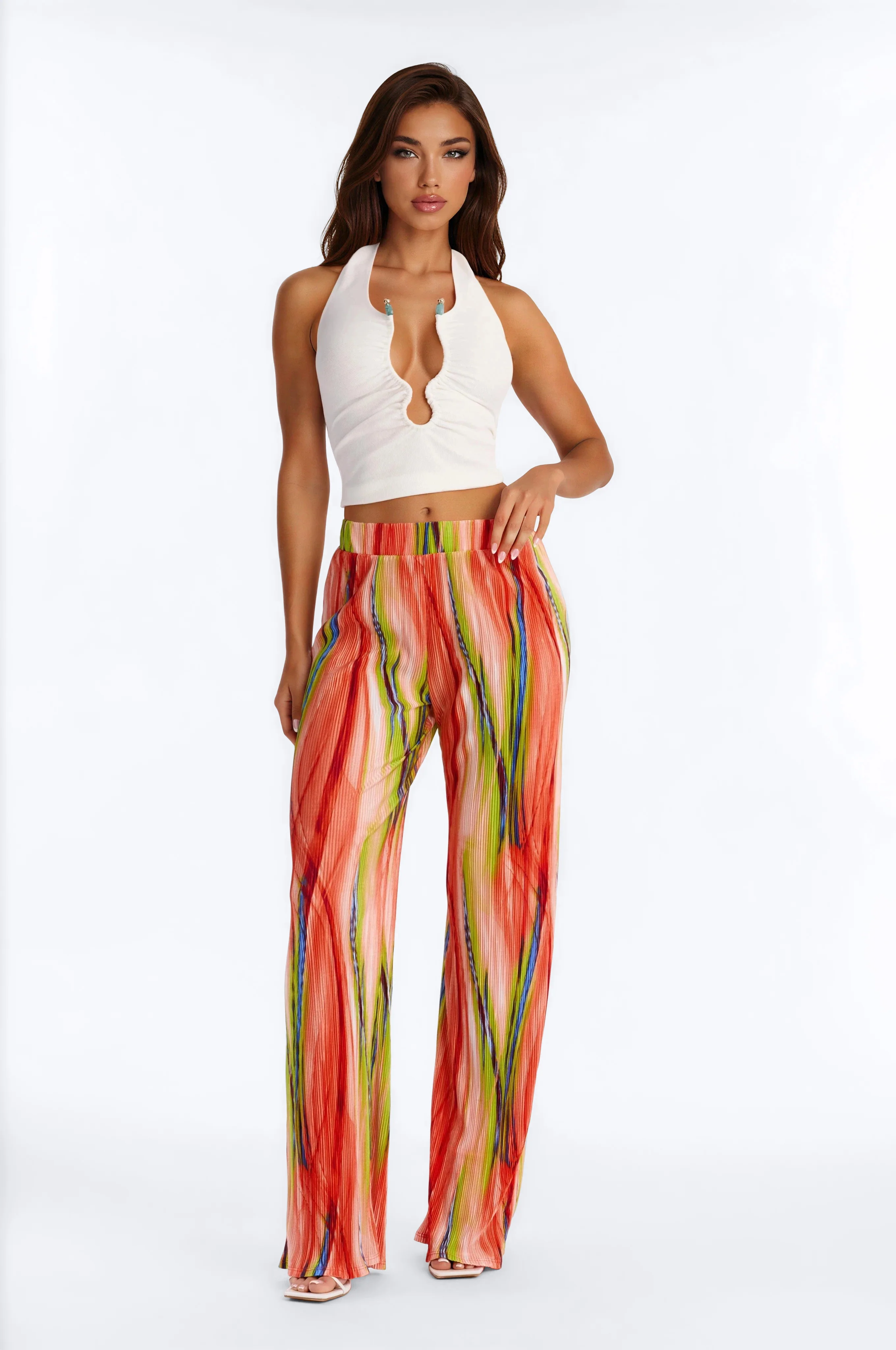 Pure Bliss Printed Plisse Pant - Green/combo