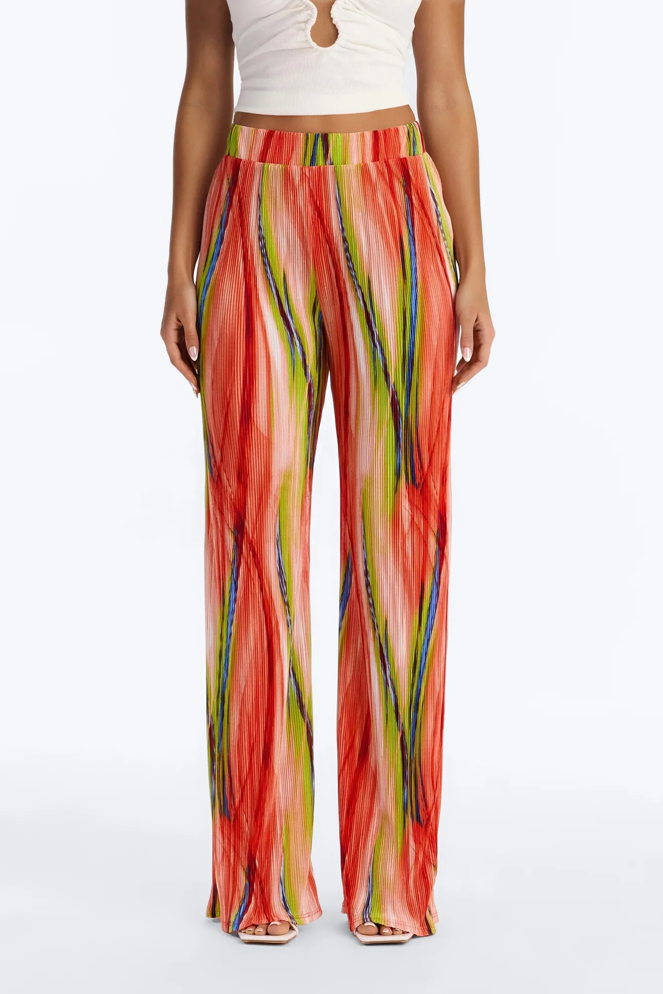 Pure Bliss Printed Plisse Pant - Green/combo - Image 2
