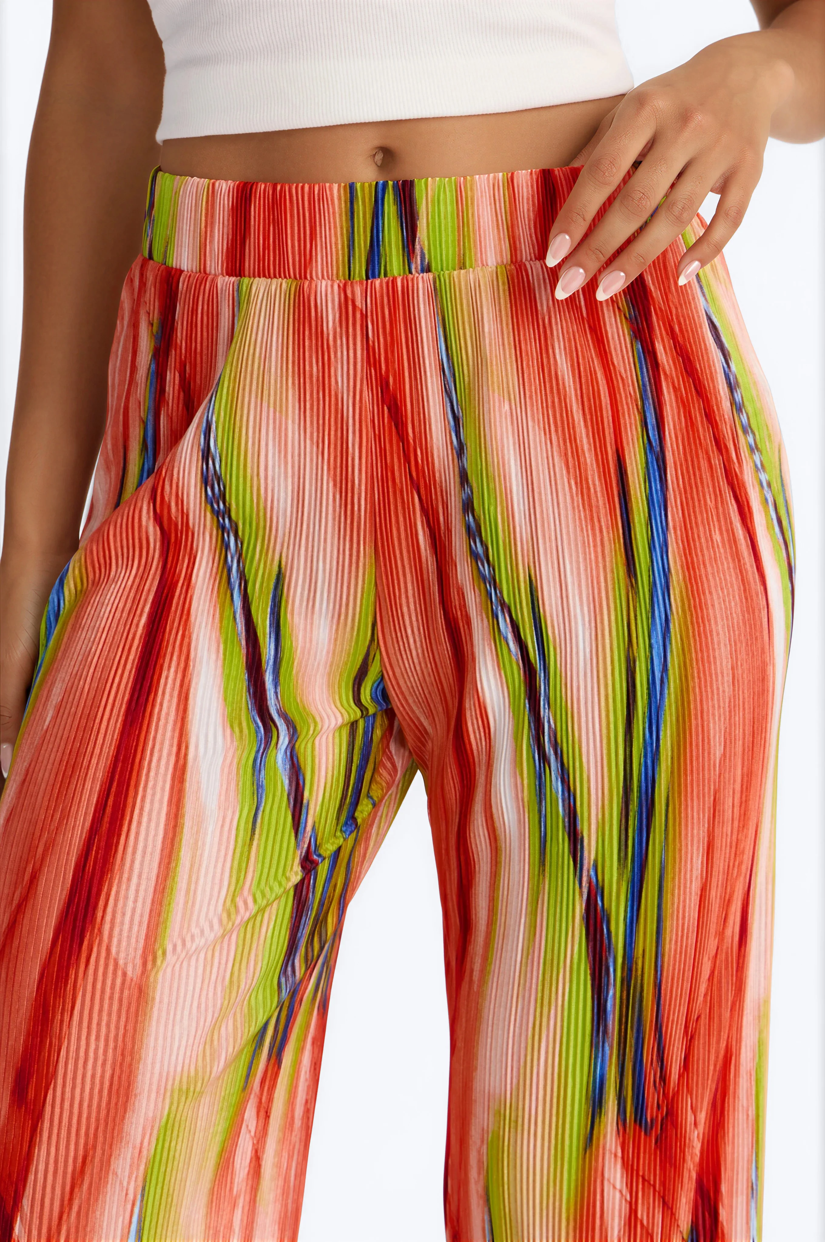 Pure Bliss Printed Plisse Pant - Green/combo - Image 3