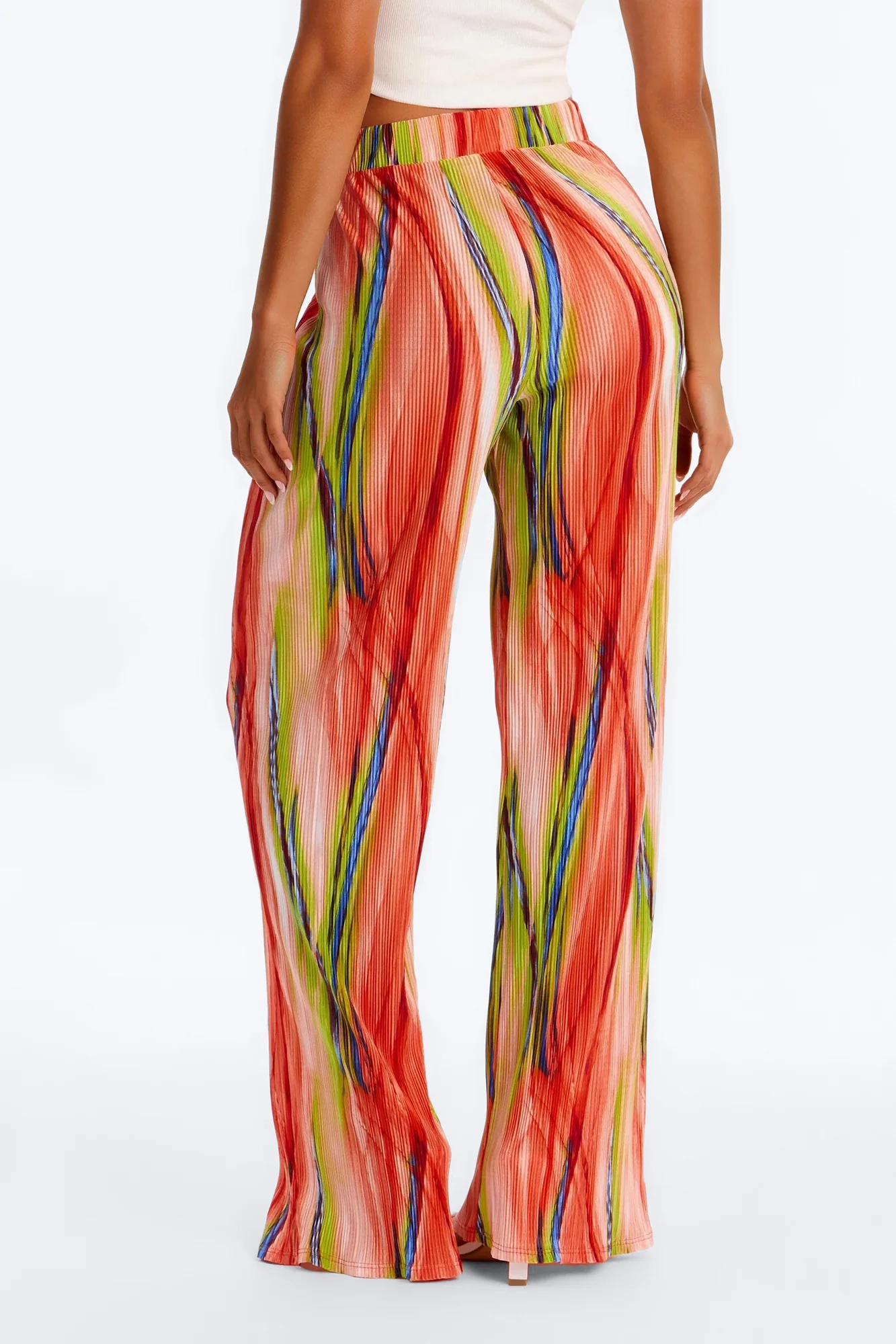 Pure Bliss Printed Plisse Pant - Green/combo - Image 4