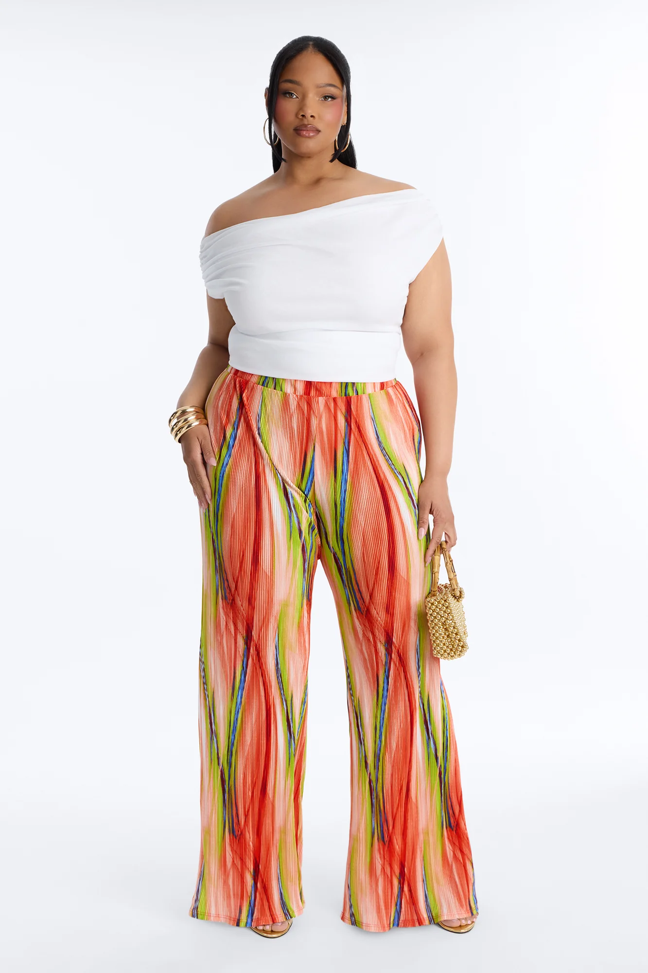 Pure Bliss Printed Plisse Pant - Green/combo - Image 5