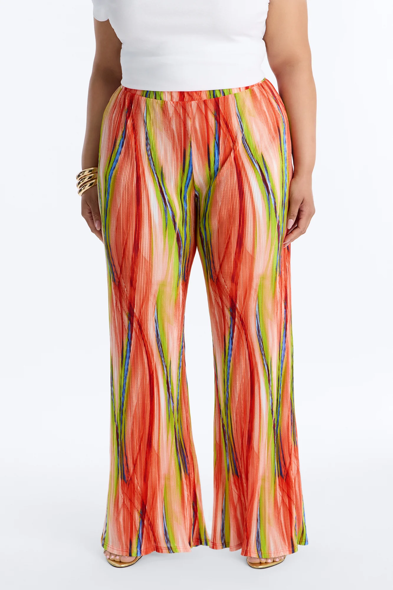 Pure Bliss Printed Plisse Pant - Green/combo - Image 6