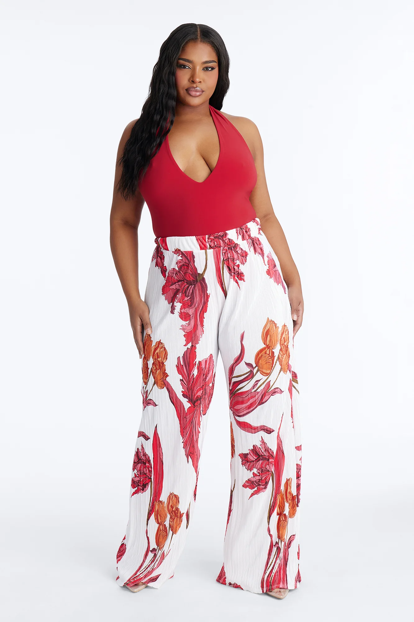 Pure Bliss Printed Plisse Pant - Ivory/combo - Image 5