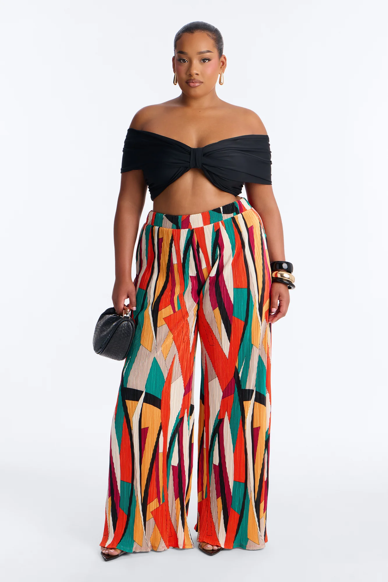 Pure Bliss Printed Plisse Pant - Orange/combo - Image 5